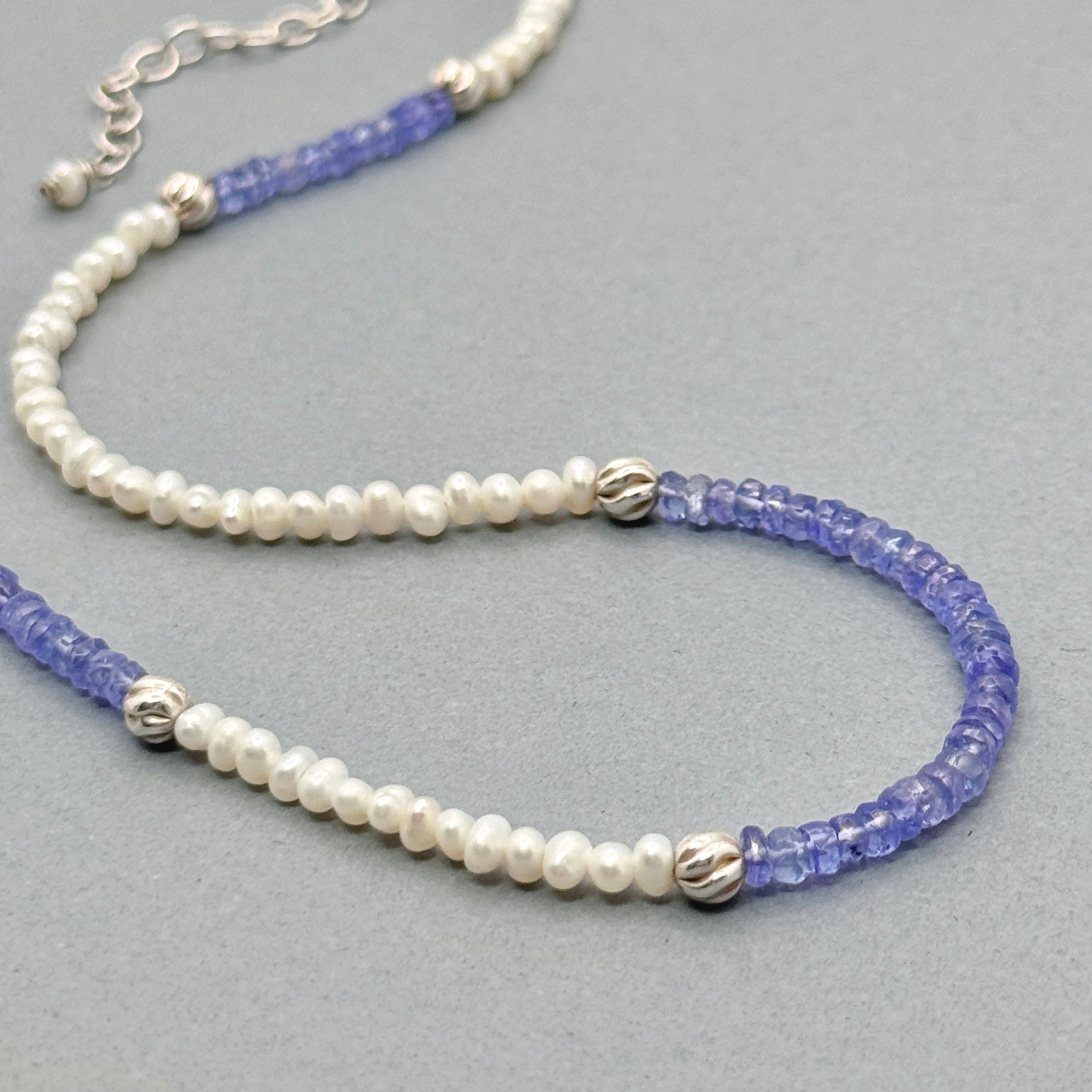Tanzanite & Pearl Sterling Silver Choker