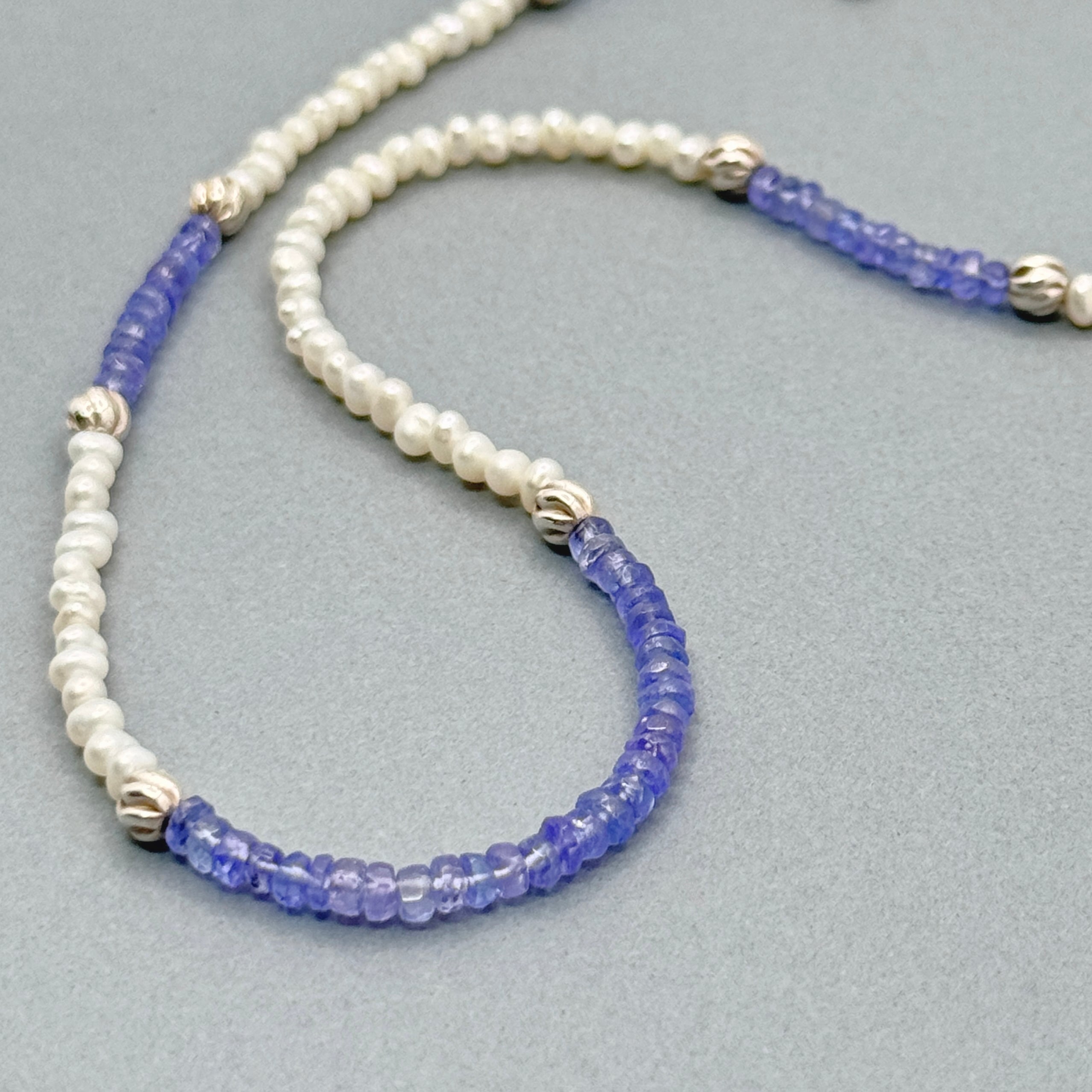 Tanzanite & Pearl Sterling Silver Choker