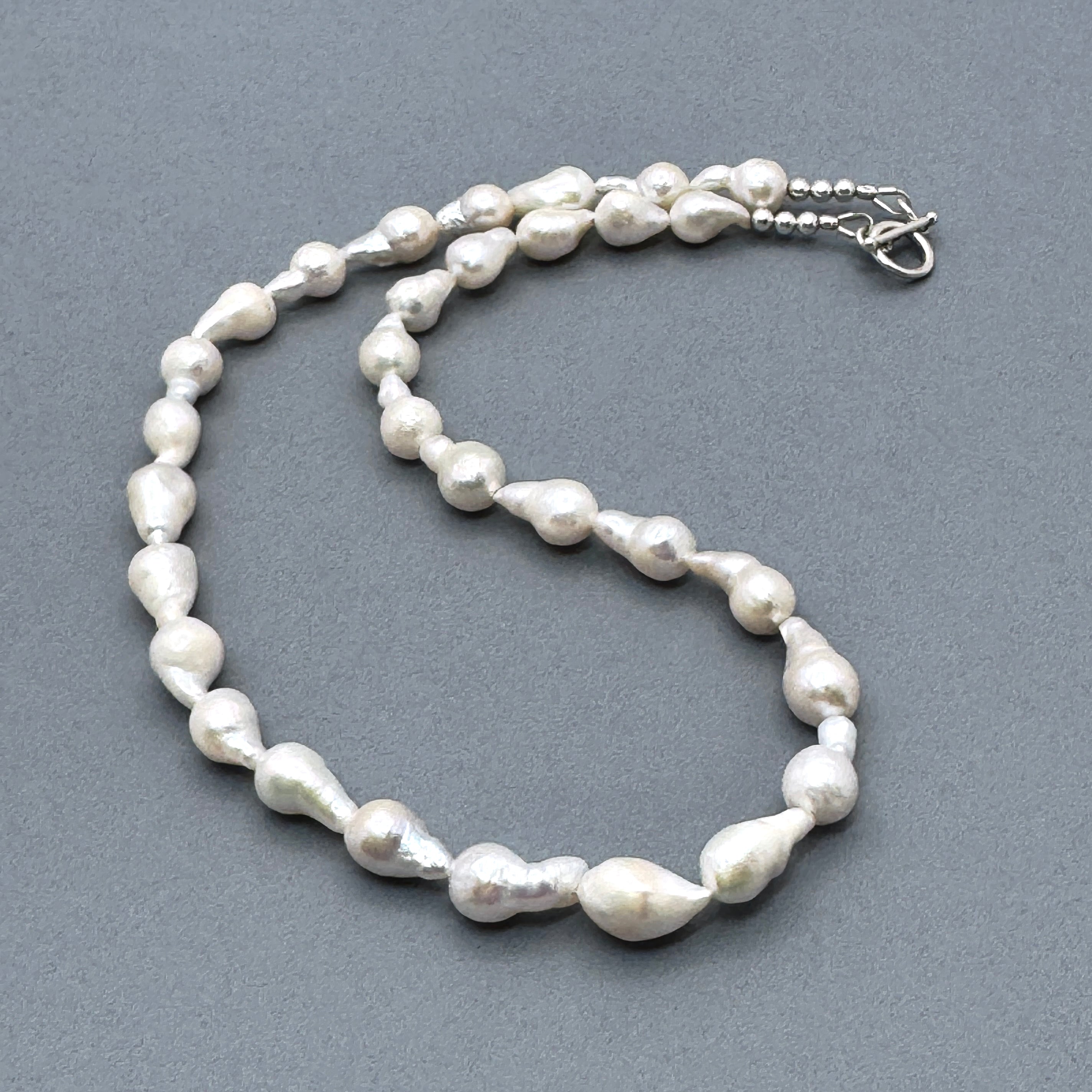 White Baroque Pearl Sterling Silver Necklace