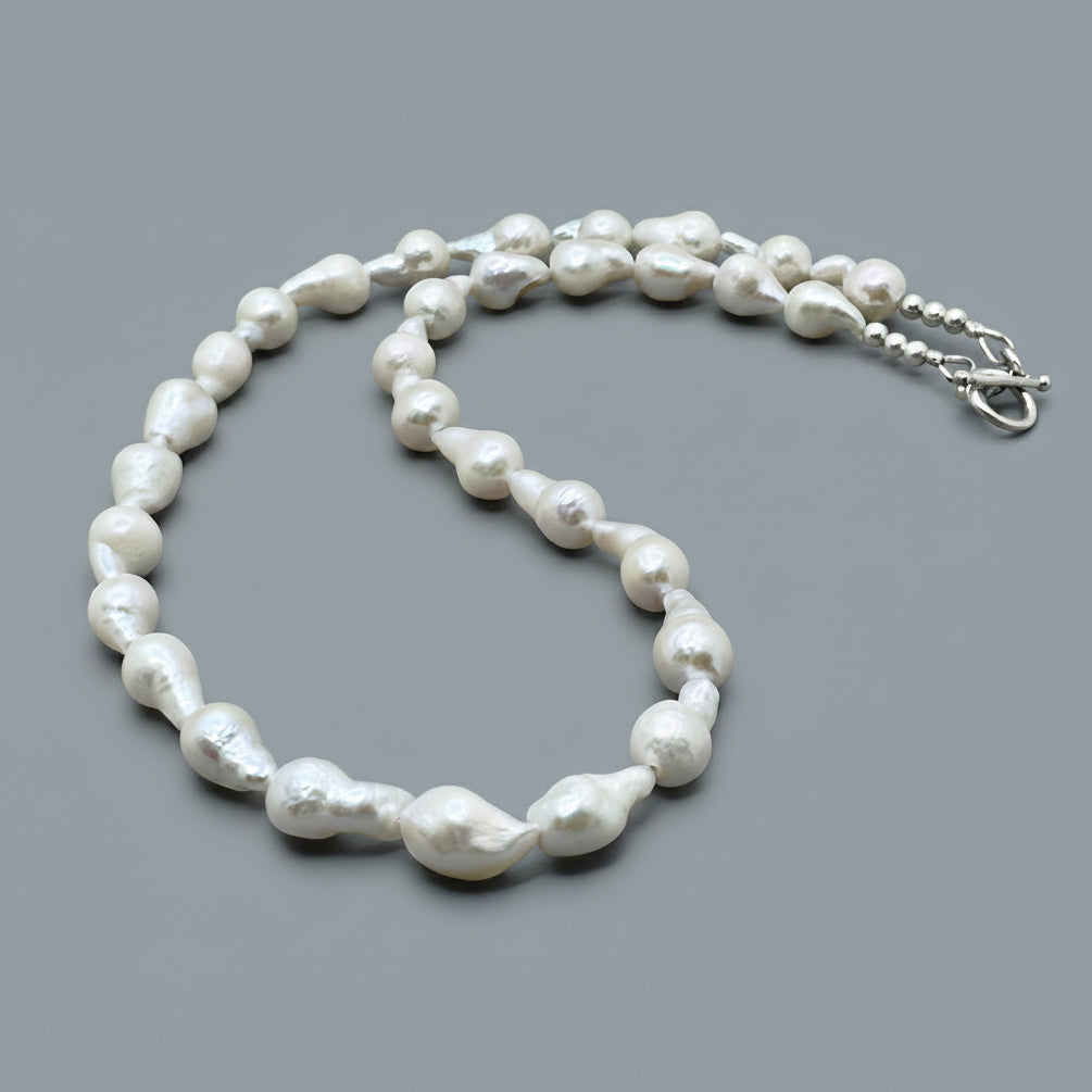 White Baroque Pearl Sterling Silver Necklace