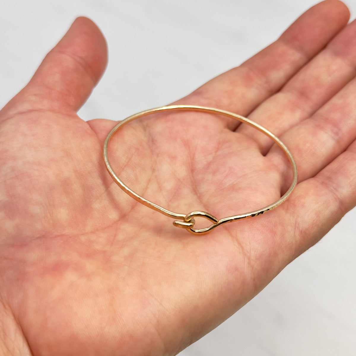 Gold-Filled Hammered Oval Bangle Bracelet