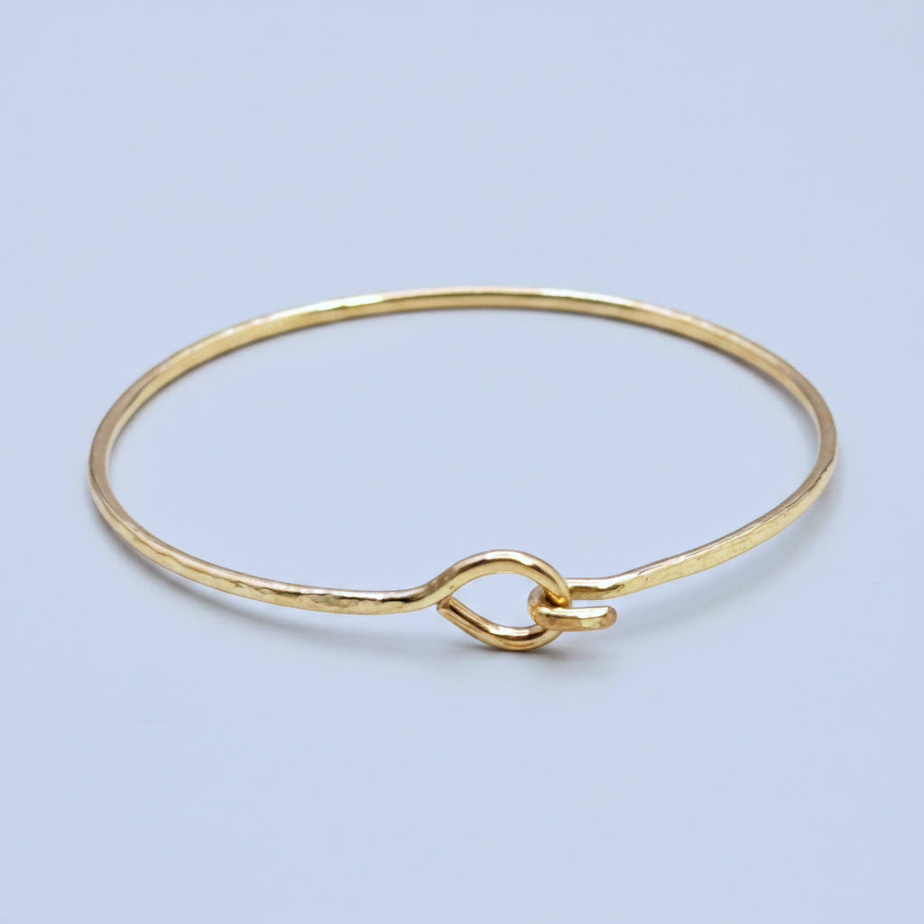 Gold-Filled Hammered Oval Bangle Bracelet