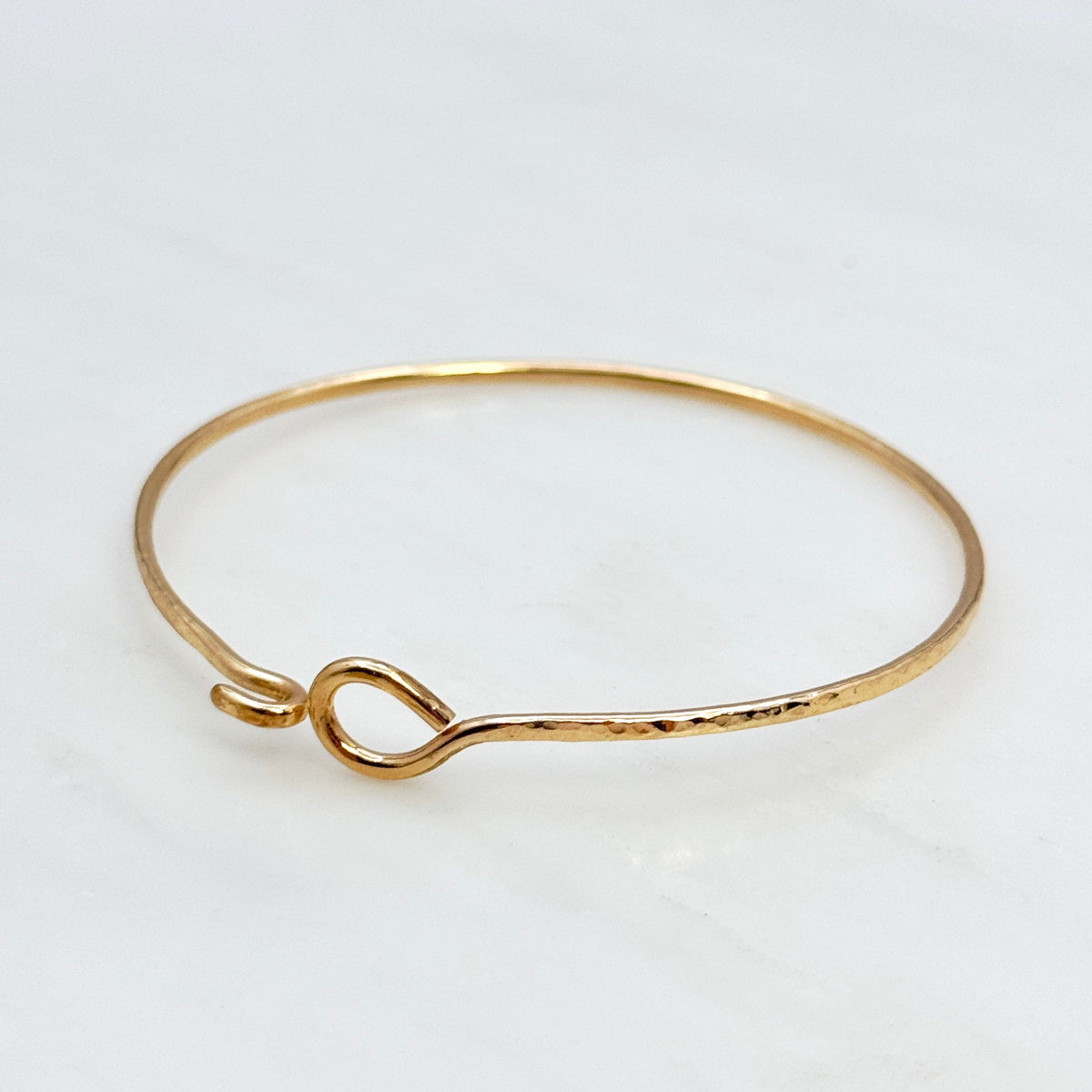 Gold-Filled Hammered Oval Bangle Bracelet