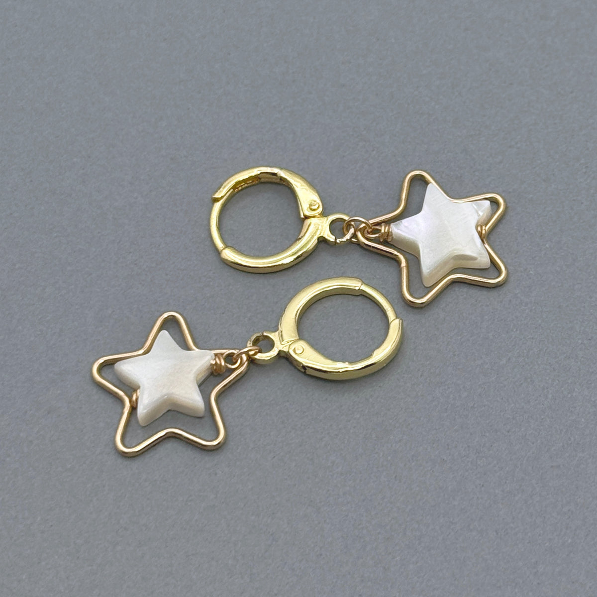 Mother of Pearl Star Huggie Earrings