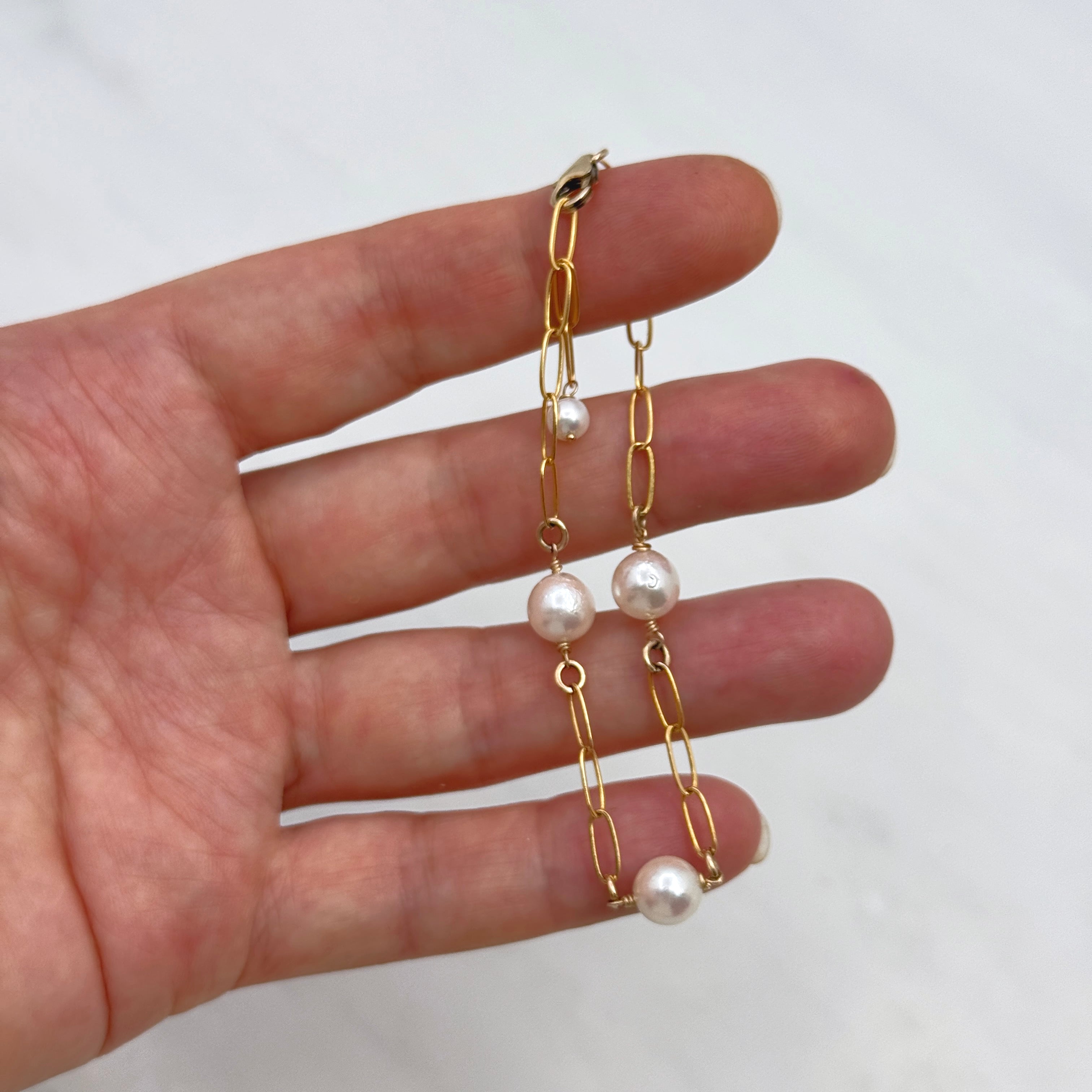 Akoya Pearl & 14Kt Gold-Filled Link Bracelet