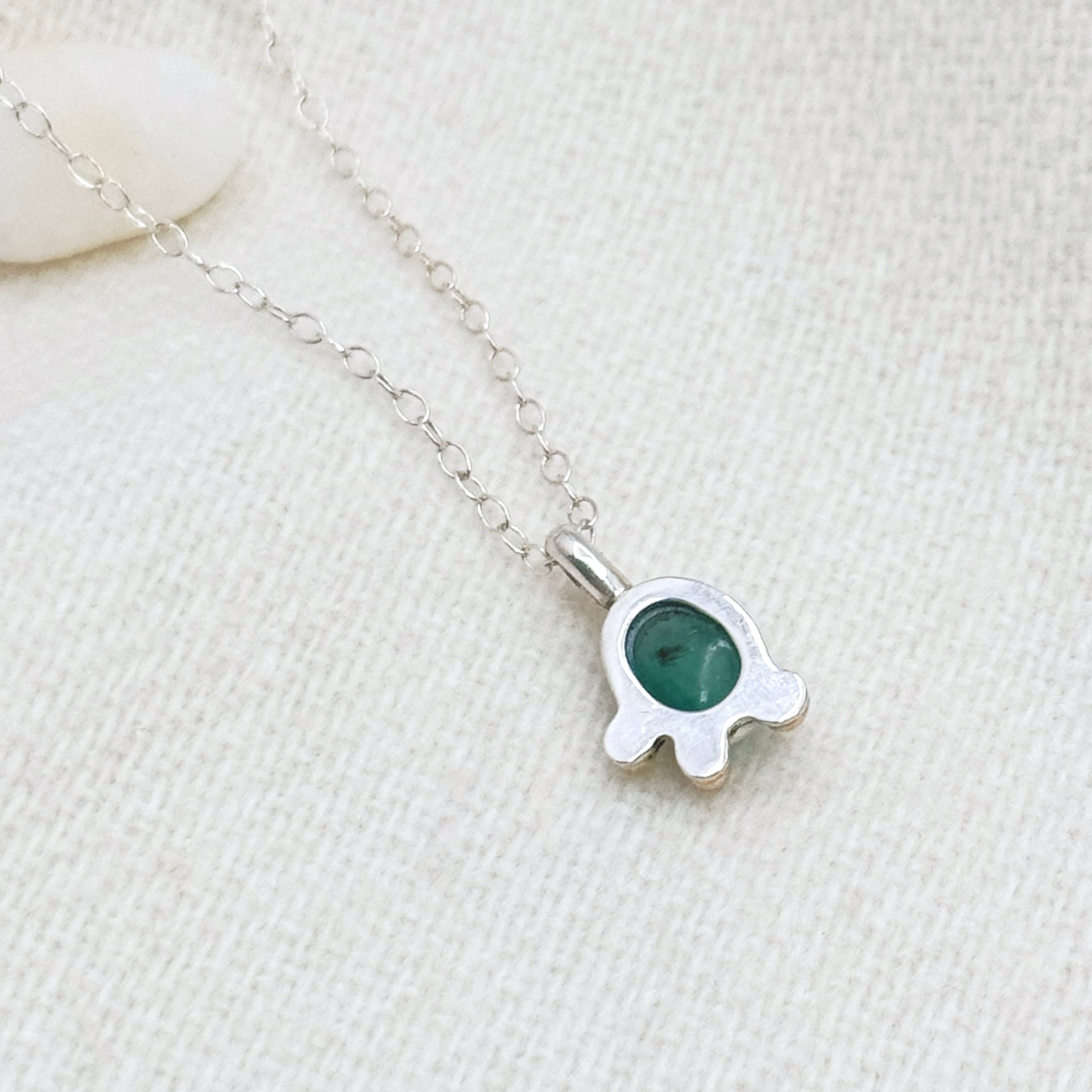 Emerald Silver Pendant With 14K Gold Accents