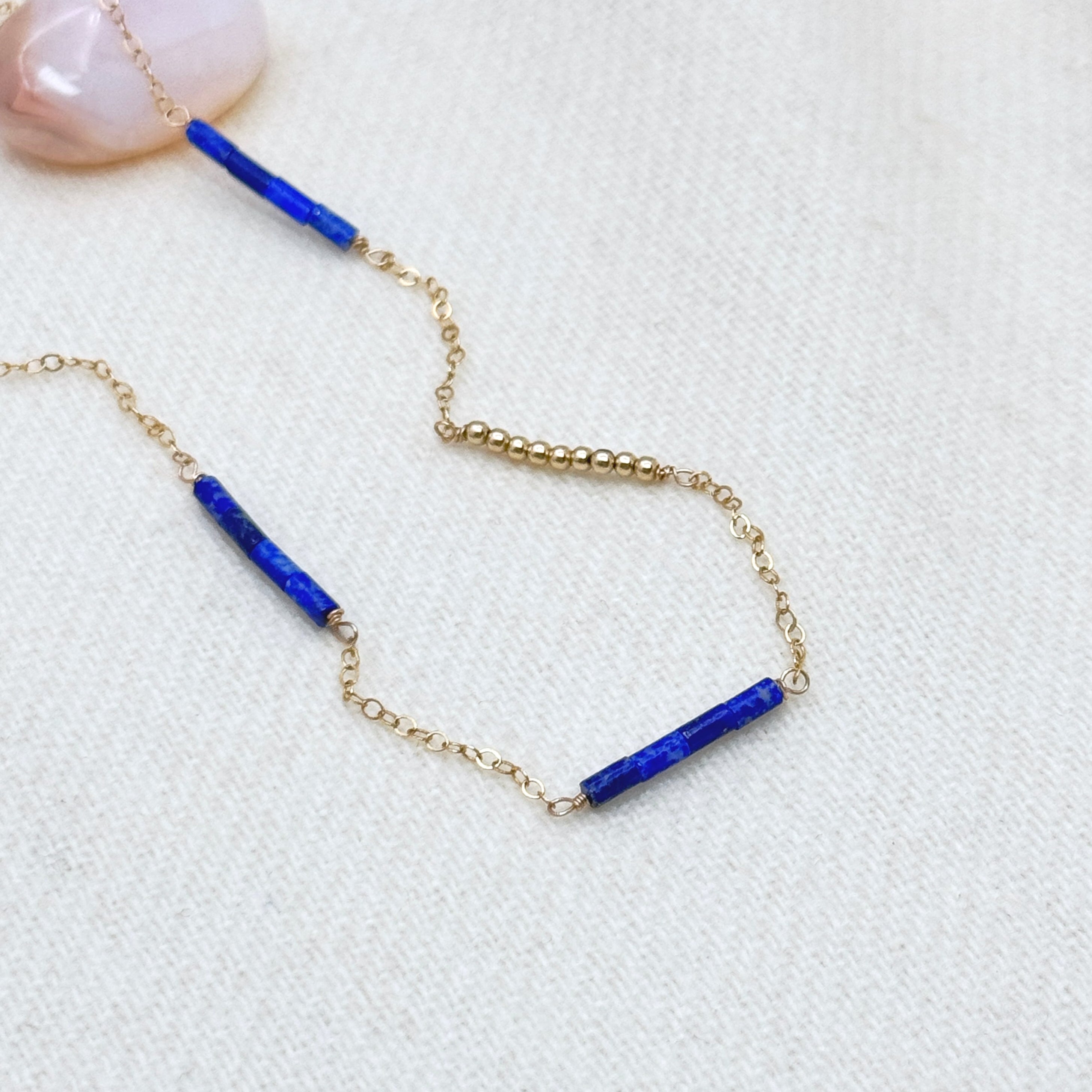 Lapis Lazuli & 14K Gold-Filled Bar Necklace