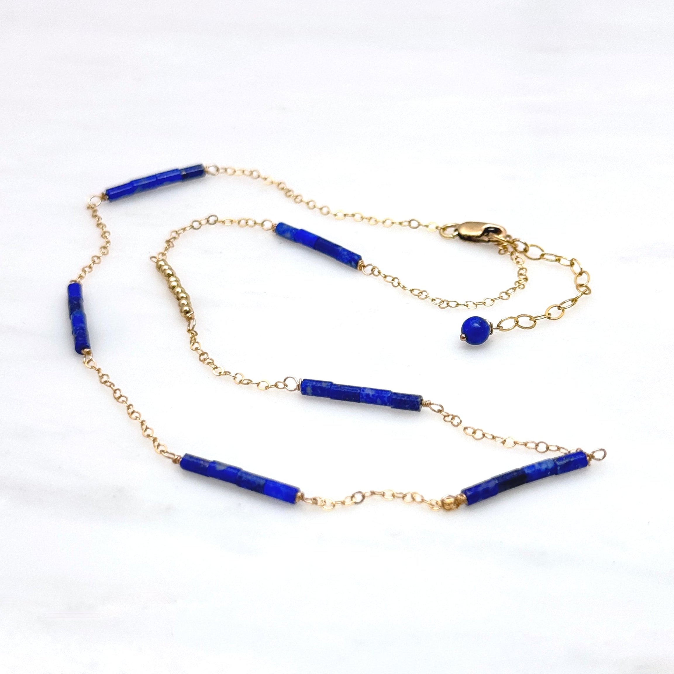 Lapis Lazuli & 14K Gold-Filled Bar Necklace