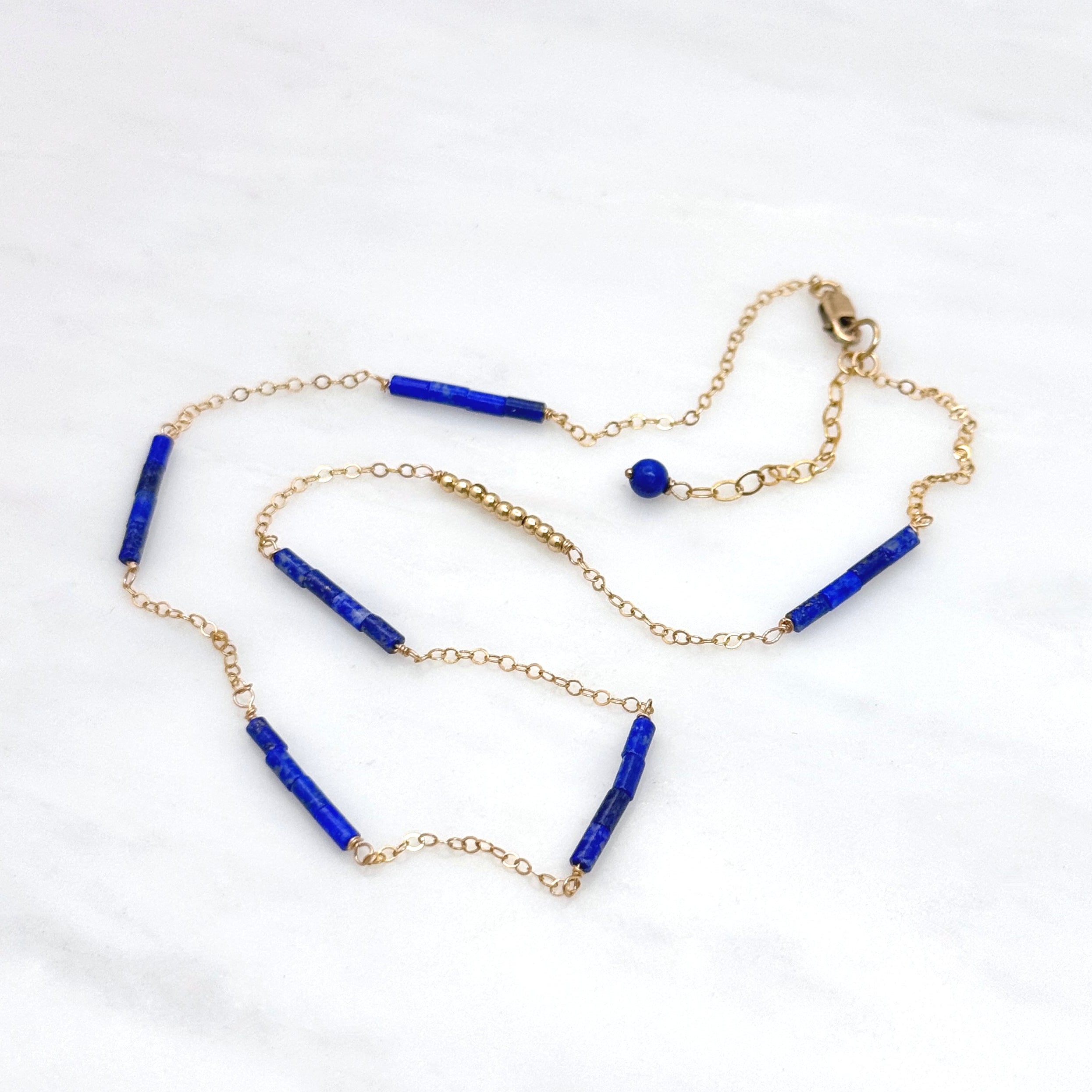 Lapis Lazuli & 14K Gold-Filled Bar Necklace