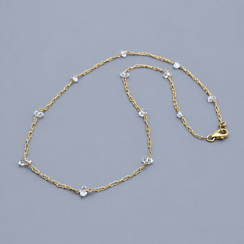 Herkimer Diamond Gold-Filled Station Necklace