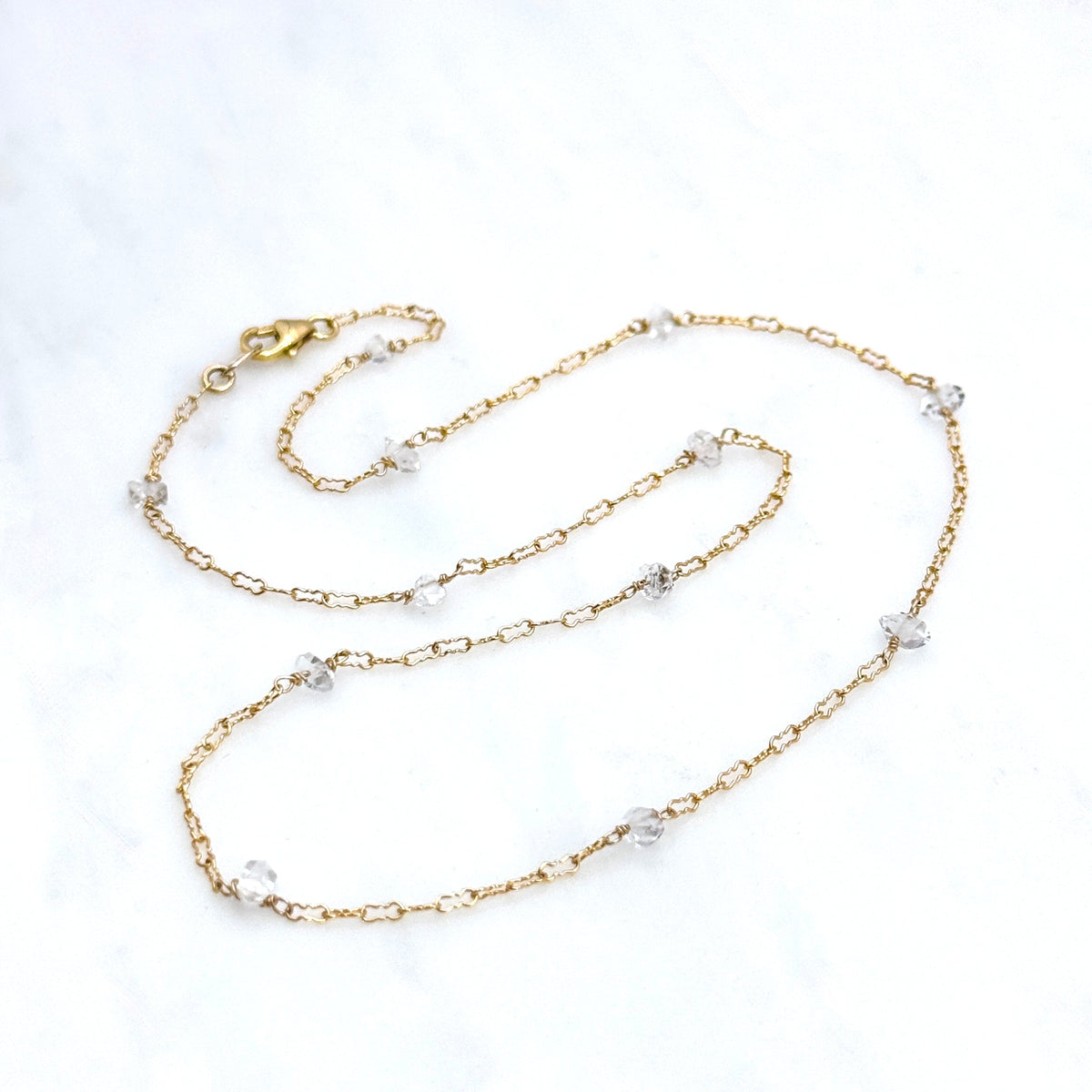 Herkimer Diamond Gold-Filled Station Necklace