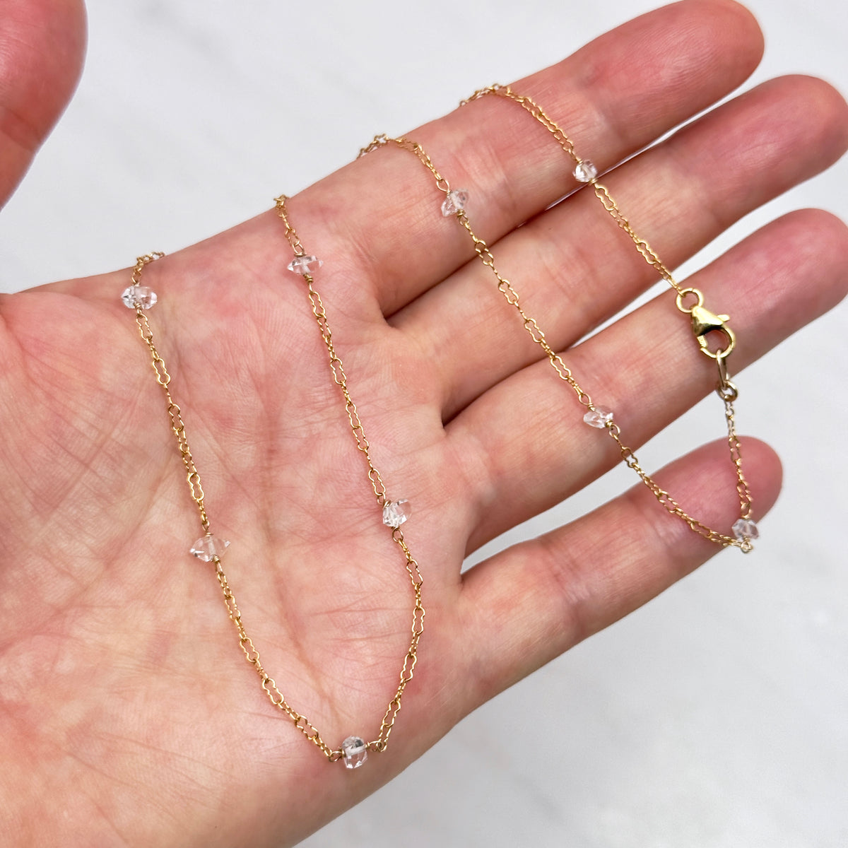 Herkimer Diamond Gold-Filled Station Necklace