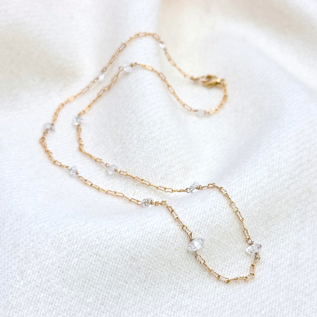 Herkimer Diamond Gold-Filled Station Necklace