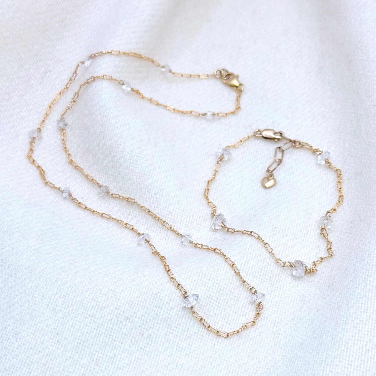 Herkimer Diamond Gold-Filled Station Necklace