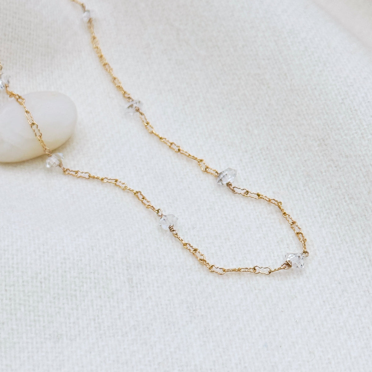 Herkimer Diamond Gold-Filled Station Necklace