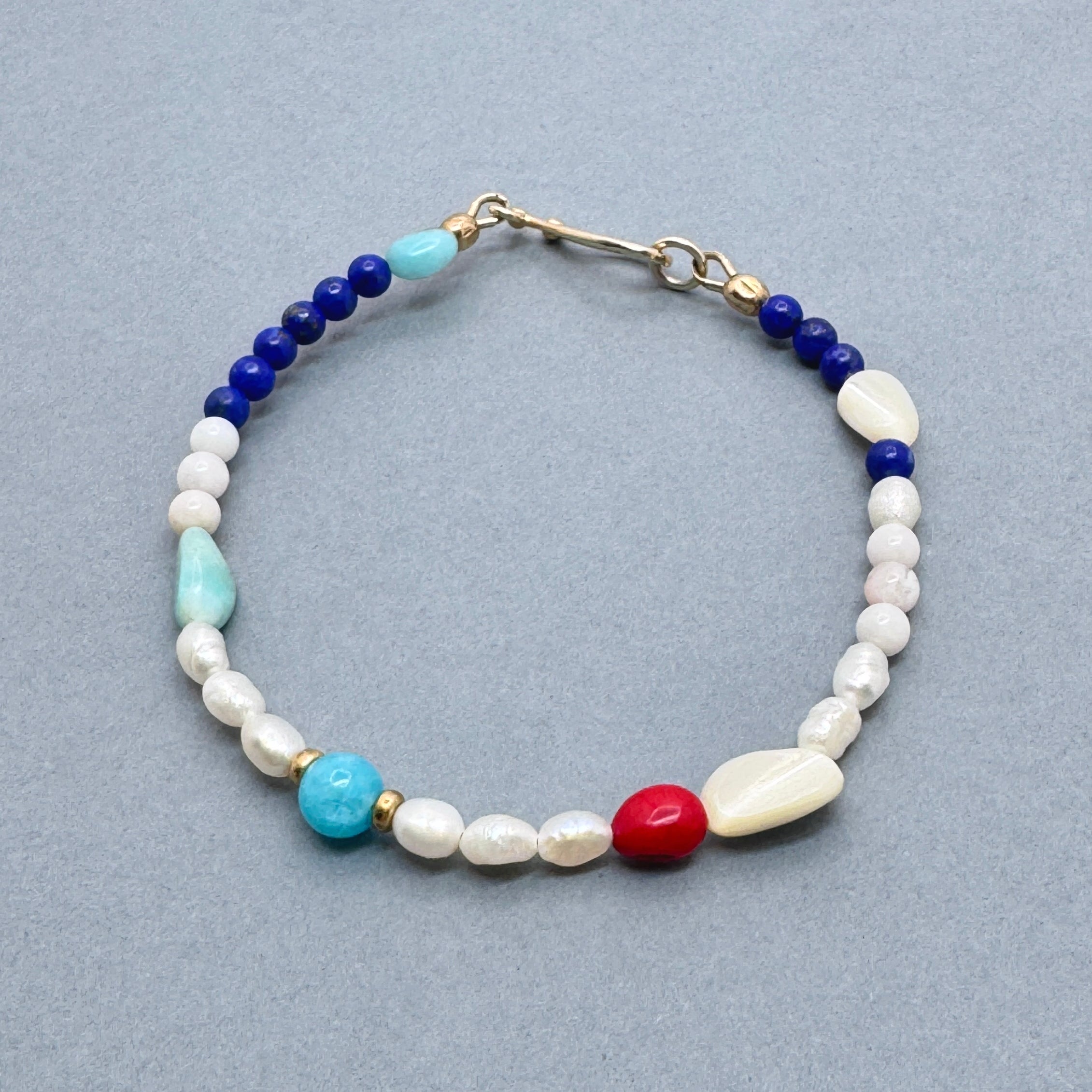 Coastal Multi-Stone Vermeil Hook Bracelet