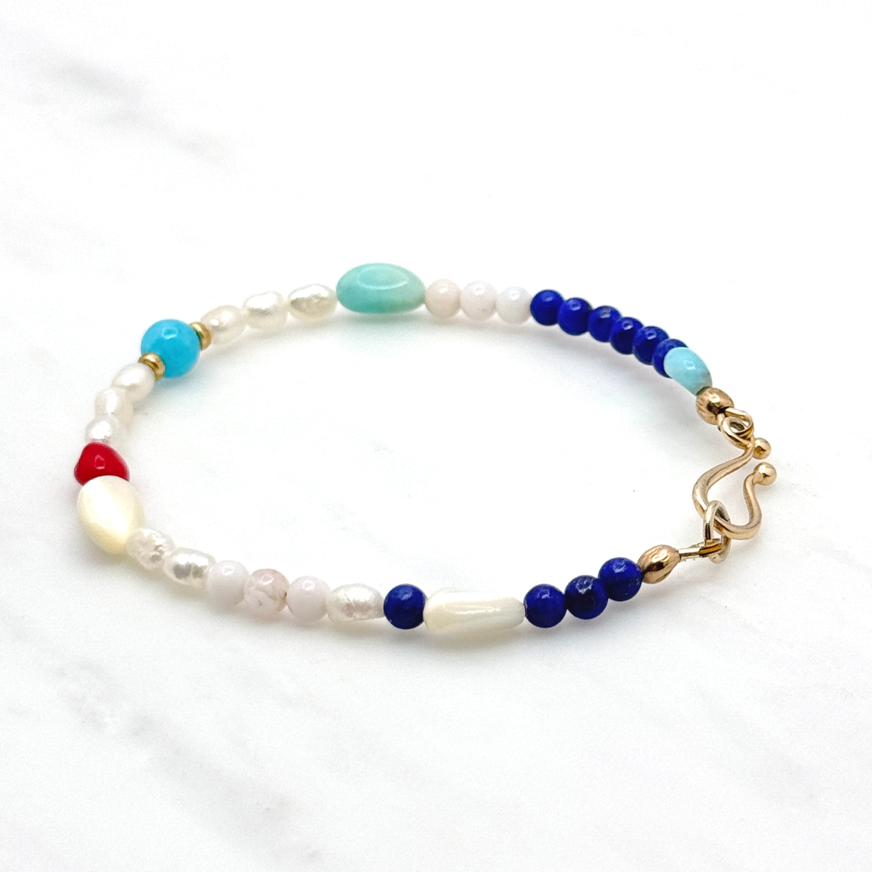 Coastal Multi-Stone Vermeil Hook Bracelet