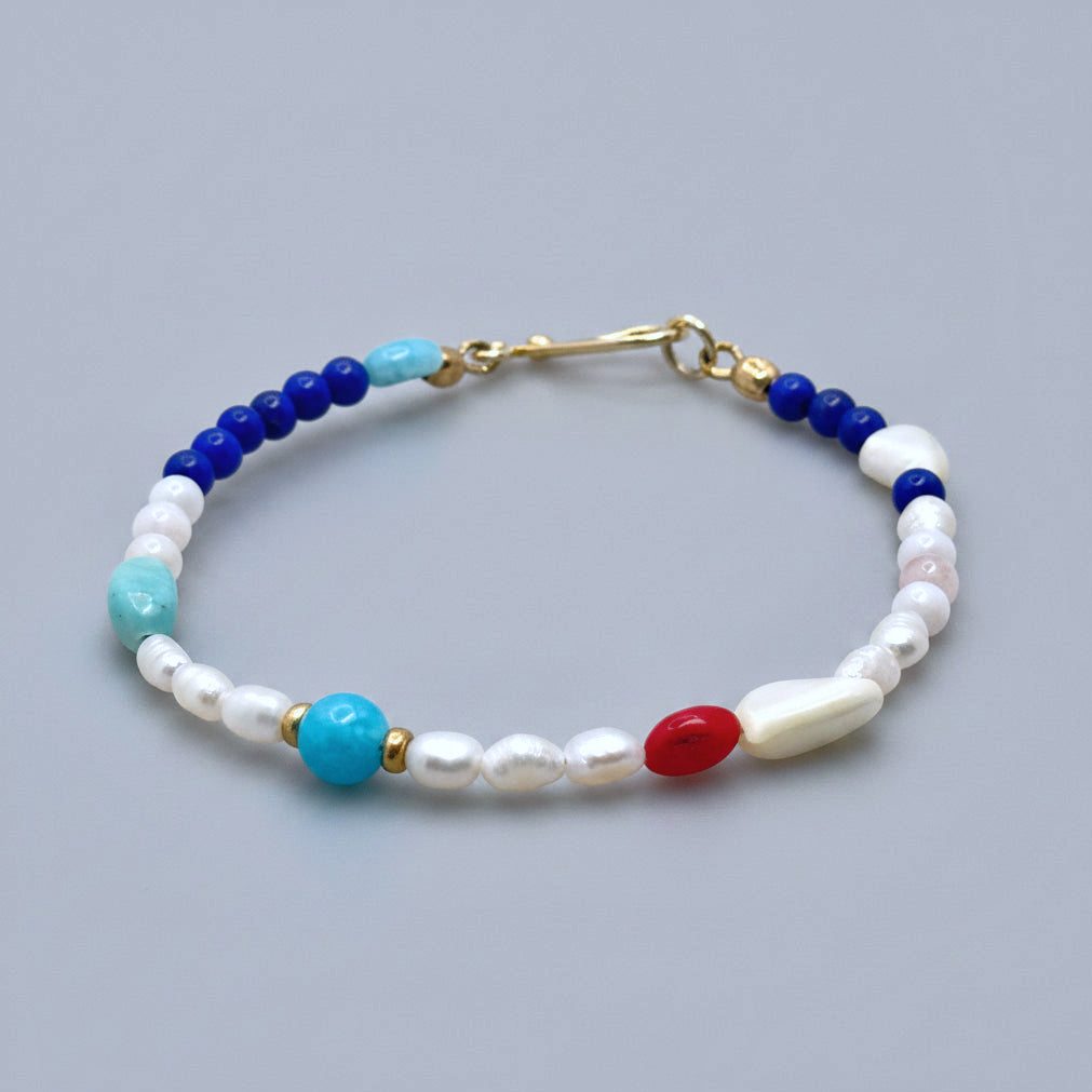 Coastal Multi-Stone Vermeil Hook Bracelet