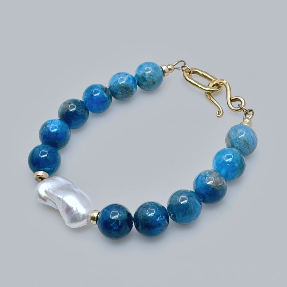 Bold Apatite & Baroque Pearl Vermeil Bracelet