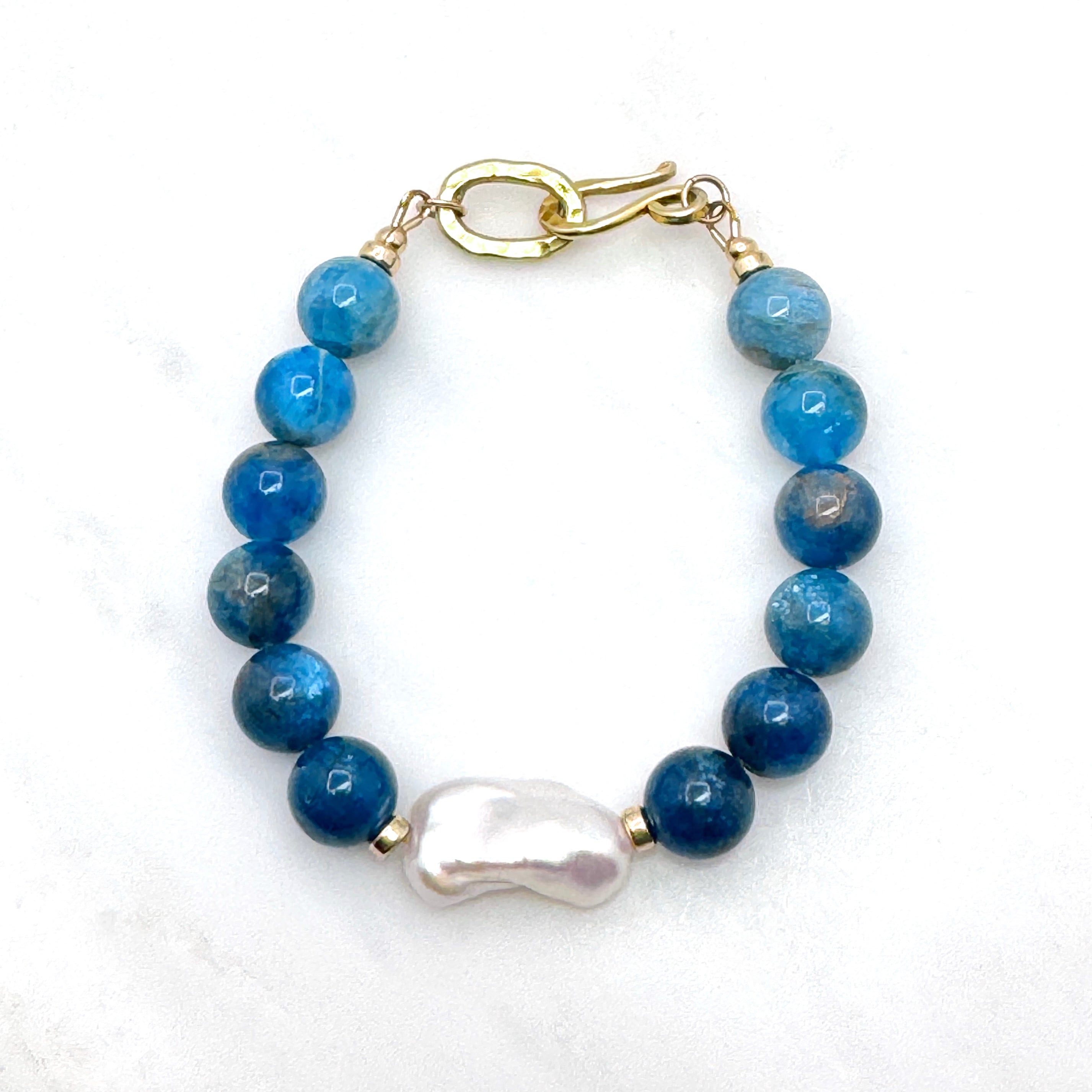 Bold Apatite & Baroque Pearl Vermeil Bracelet
