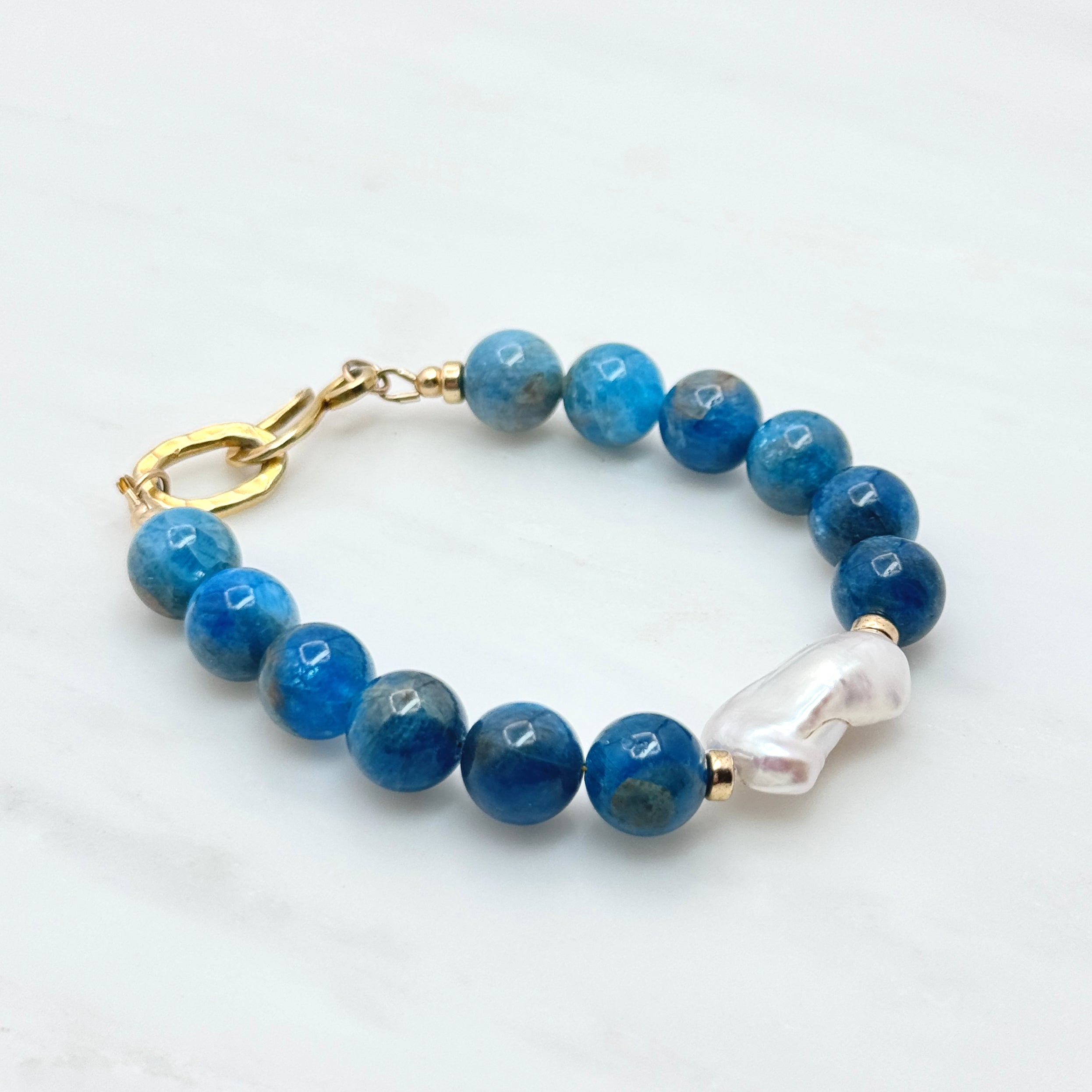 Bold Apatite & Baroque Pearl Vermeil Bracelet