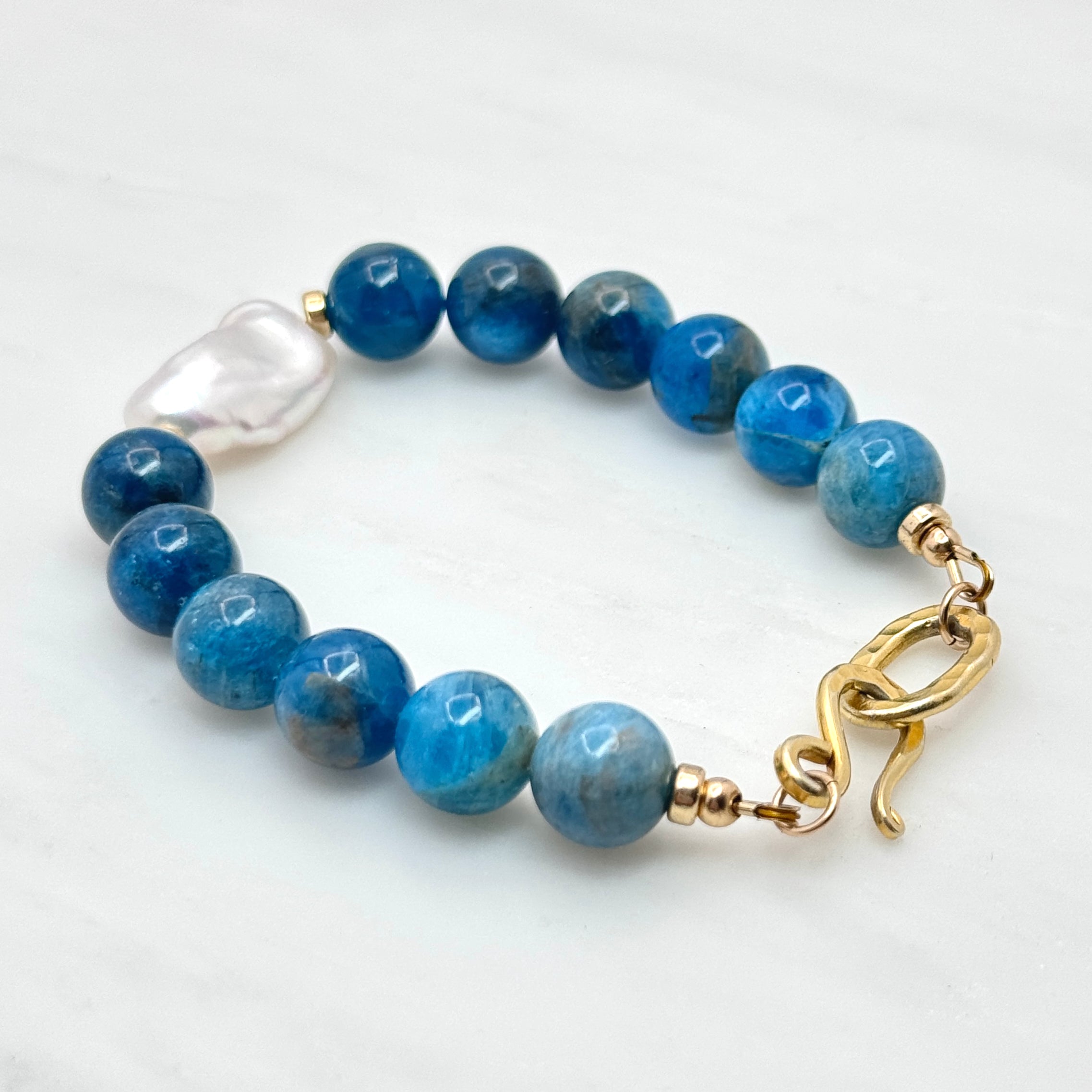 Bold Apatite & Baroque Pearl Vermeil Bracelet