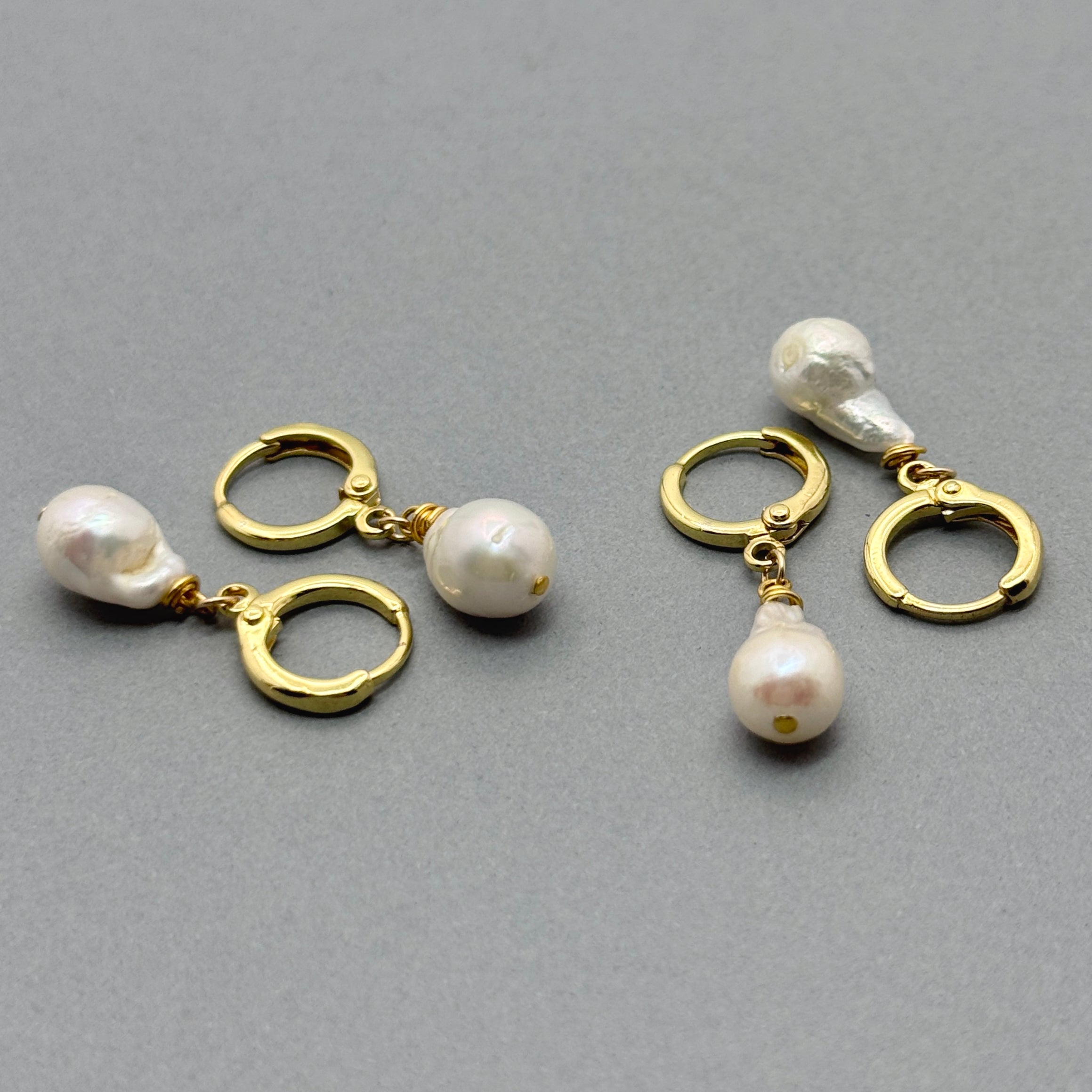 Baroque Pearl 14K Gold-Filled Huggie Earrings