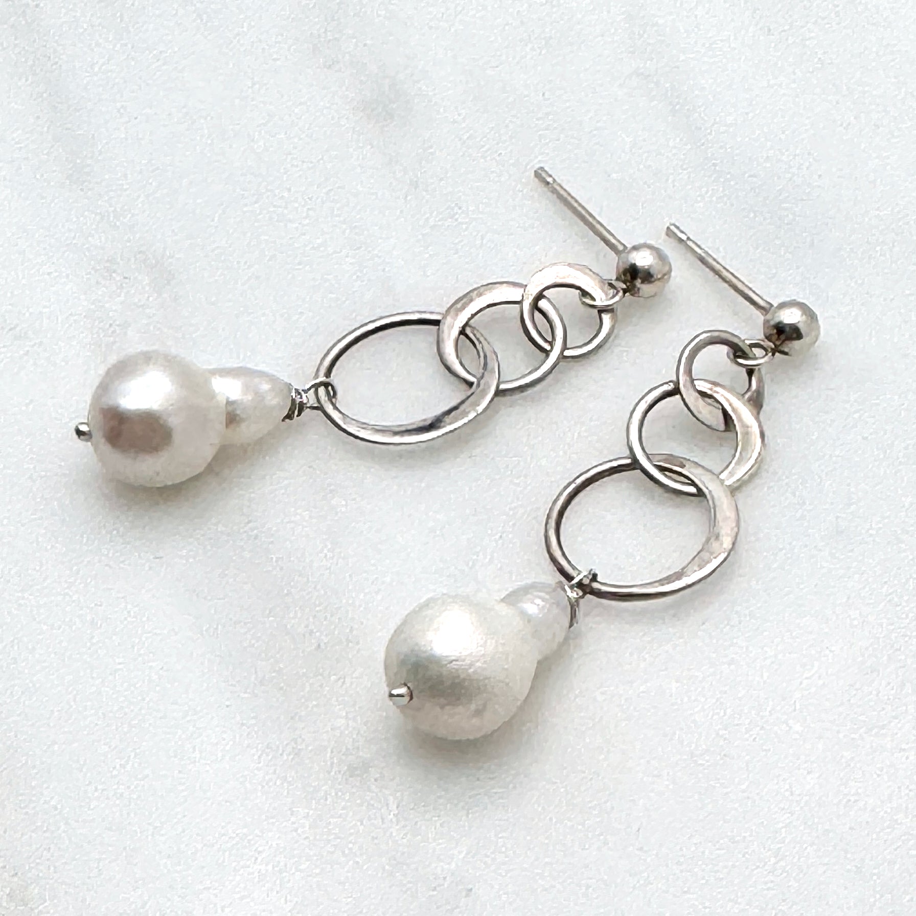 Baroque Pearl Sterling Silver Stud Earrings