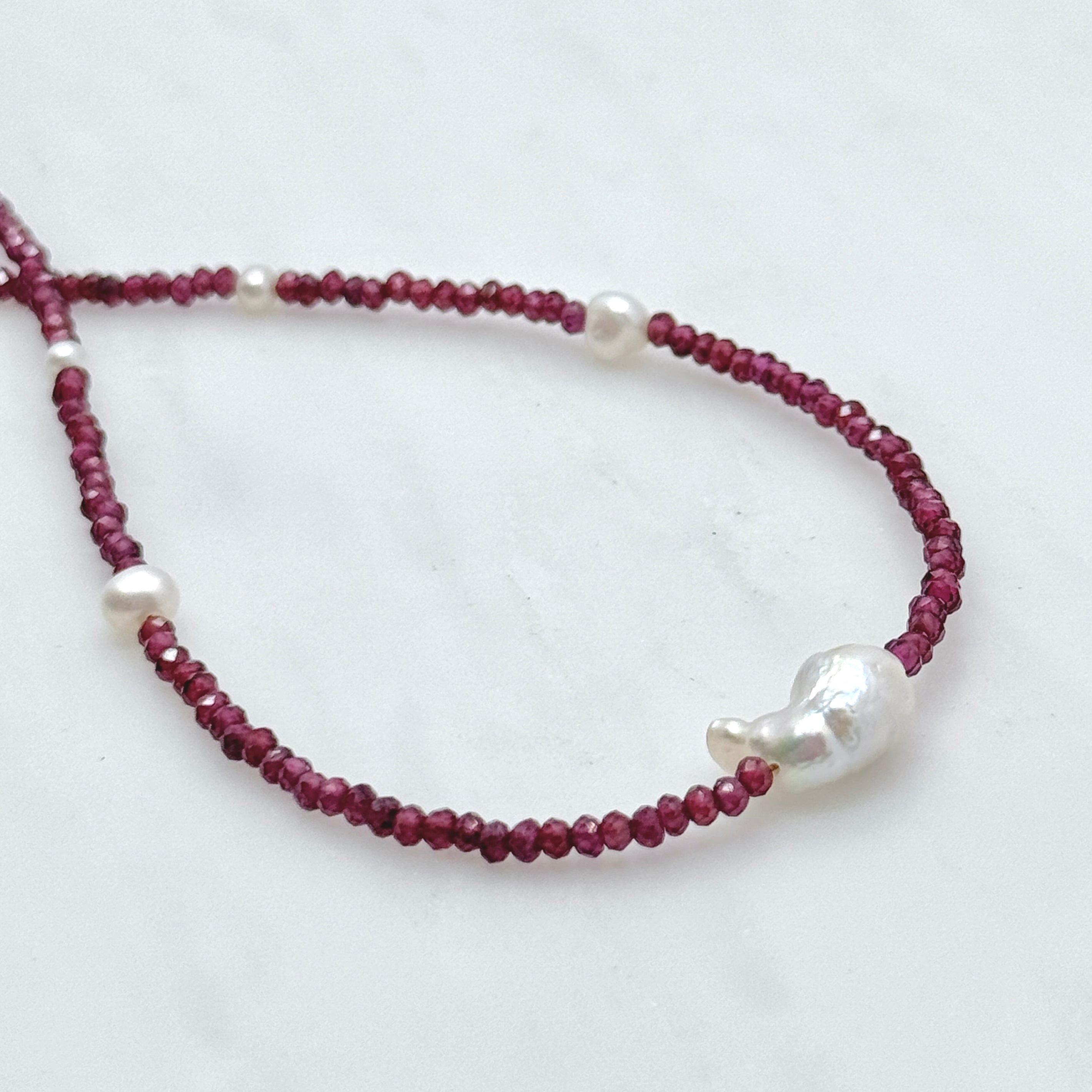 Mozambique Garnet & Baroque Pearl Necklace