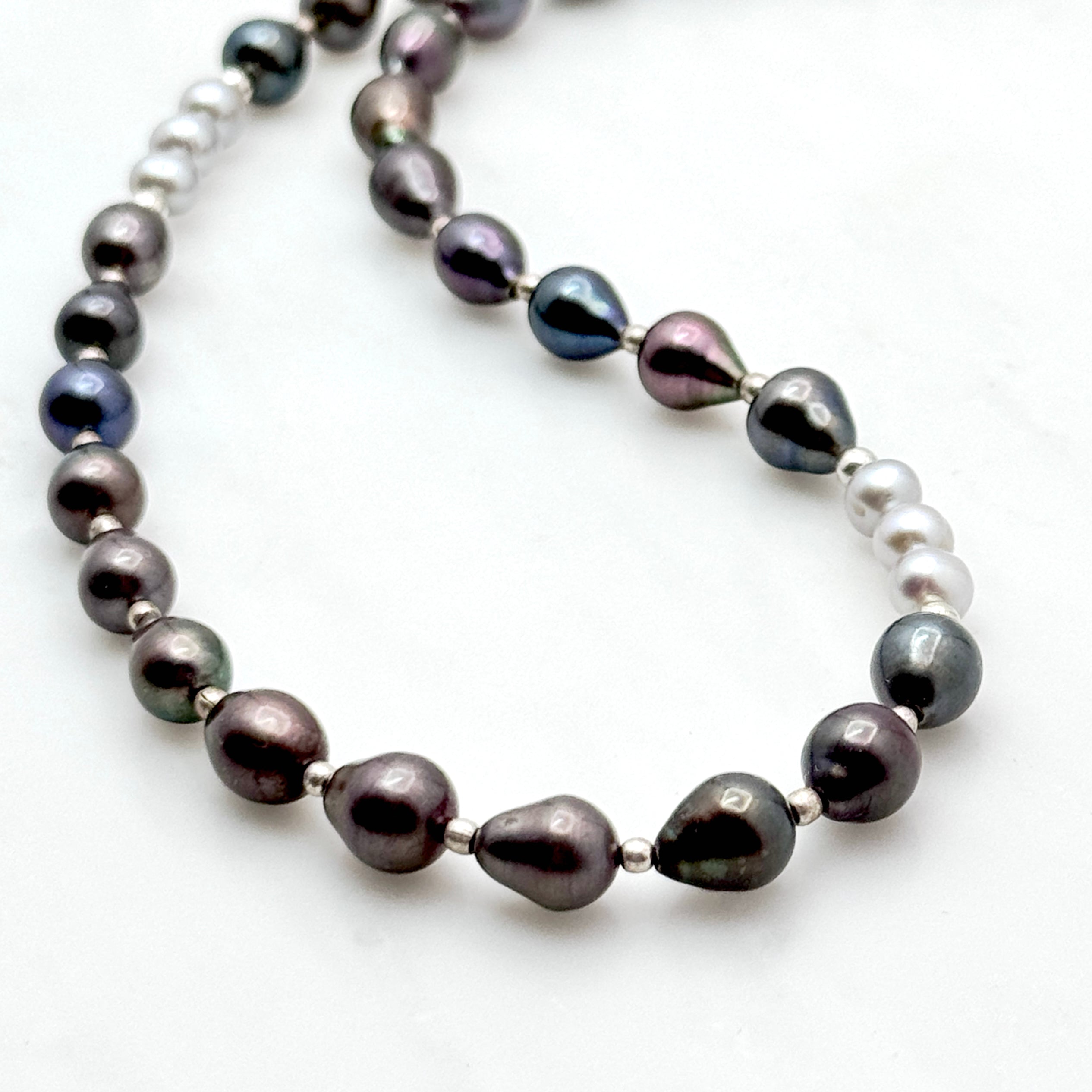 Light & Dark Gray Pearl Silver Necklace