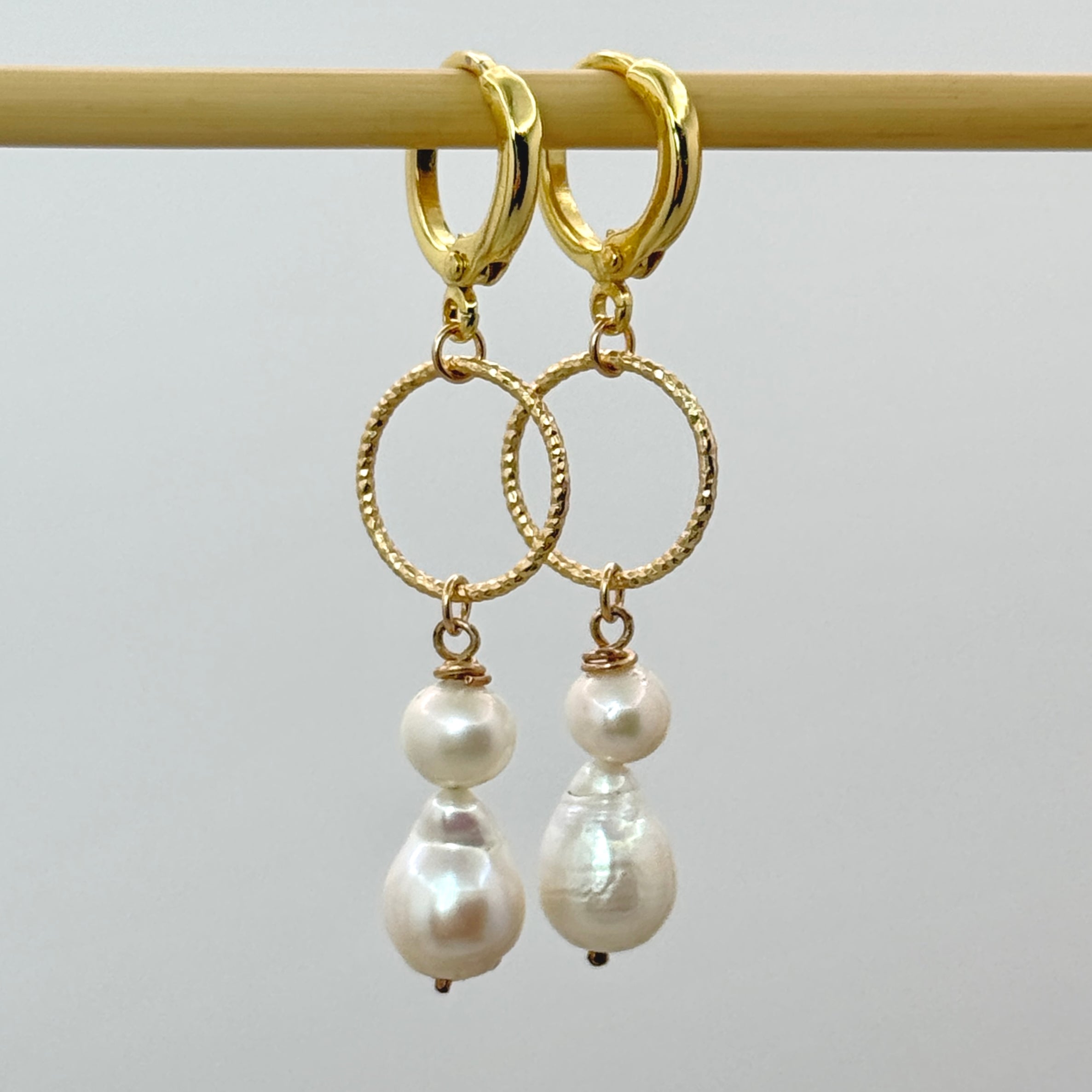Baroque Pearl Huggie 14K Gold-Filled Earrings