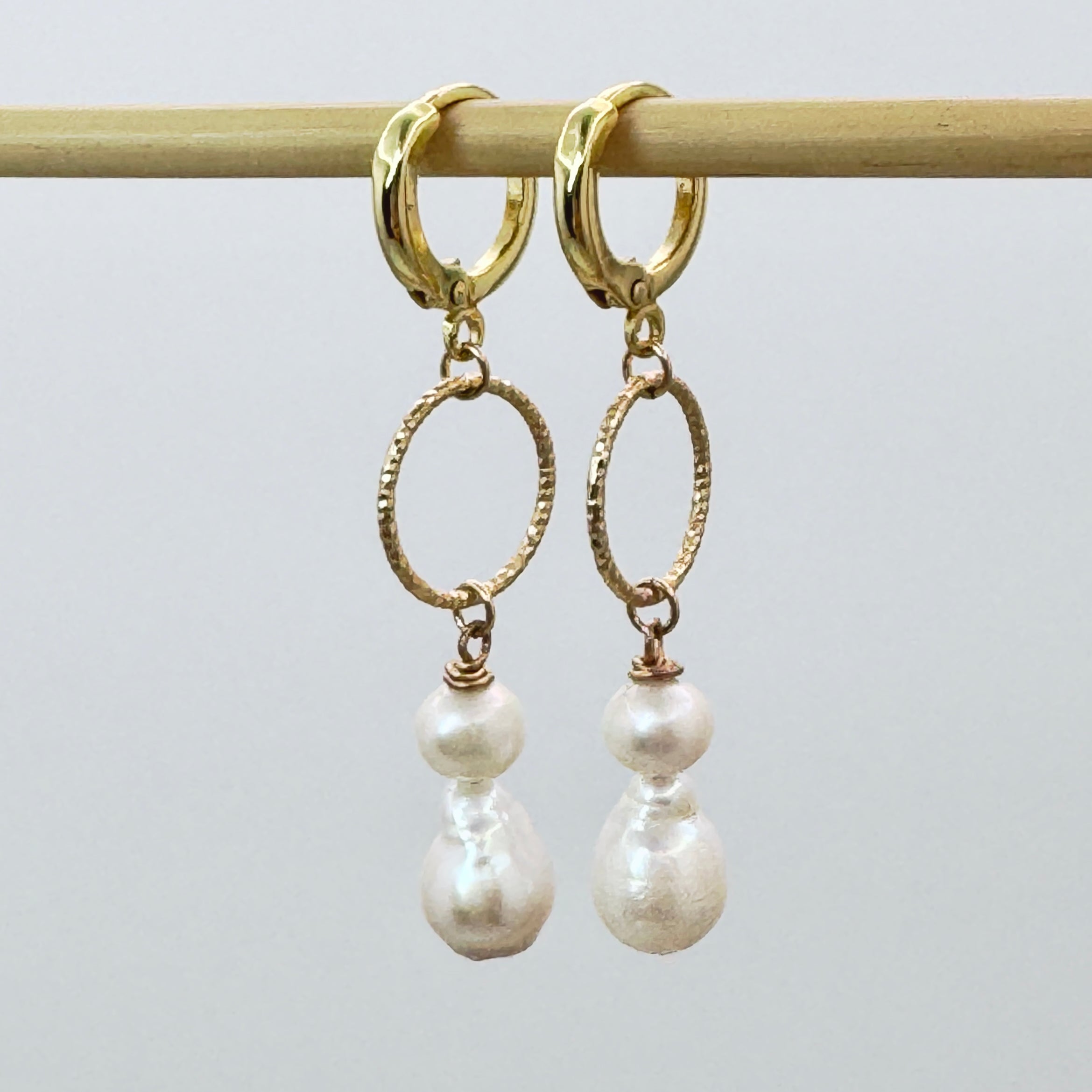 Baroque Pearl Huggie 14K Gold-Filled Earrings