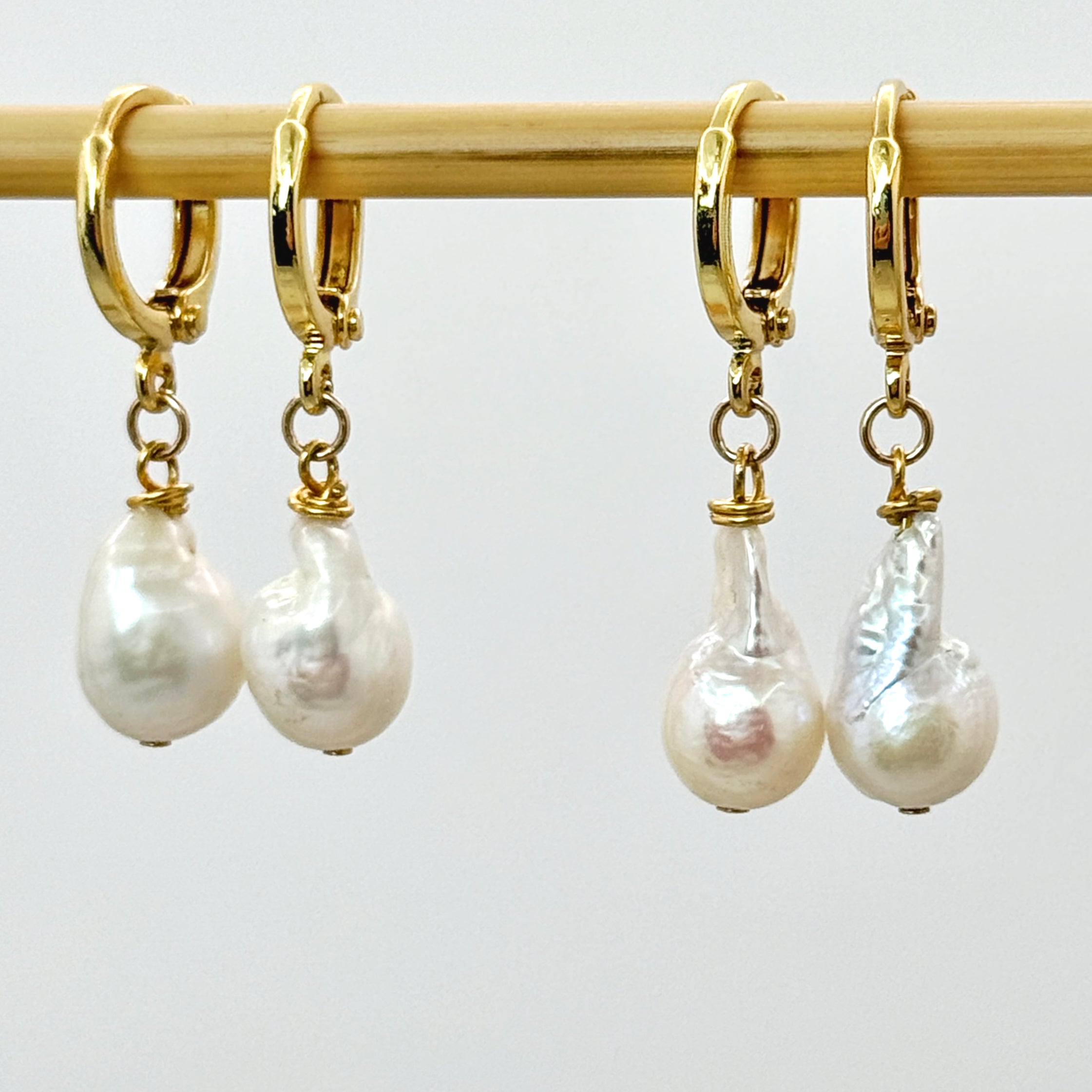 Baroque Pearl 14K Gold-Filled Huggie Earrings
