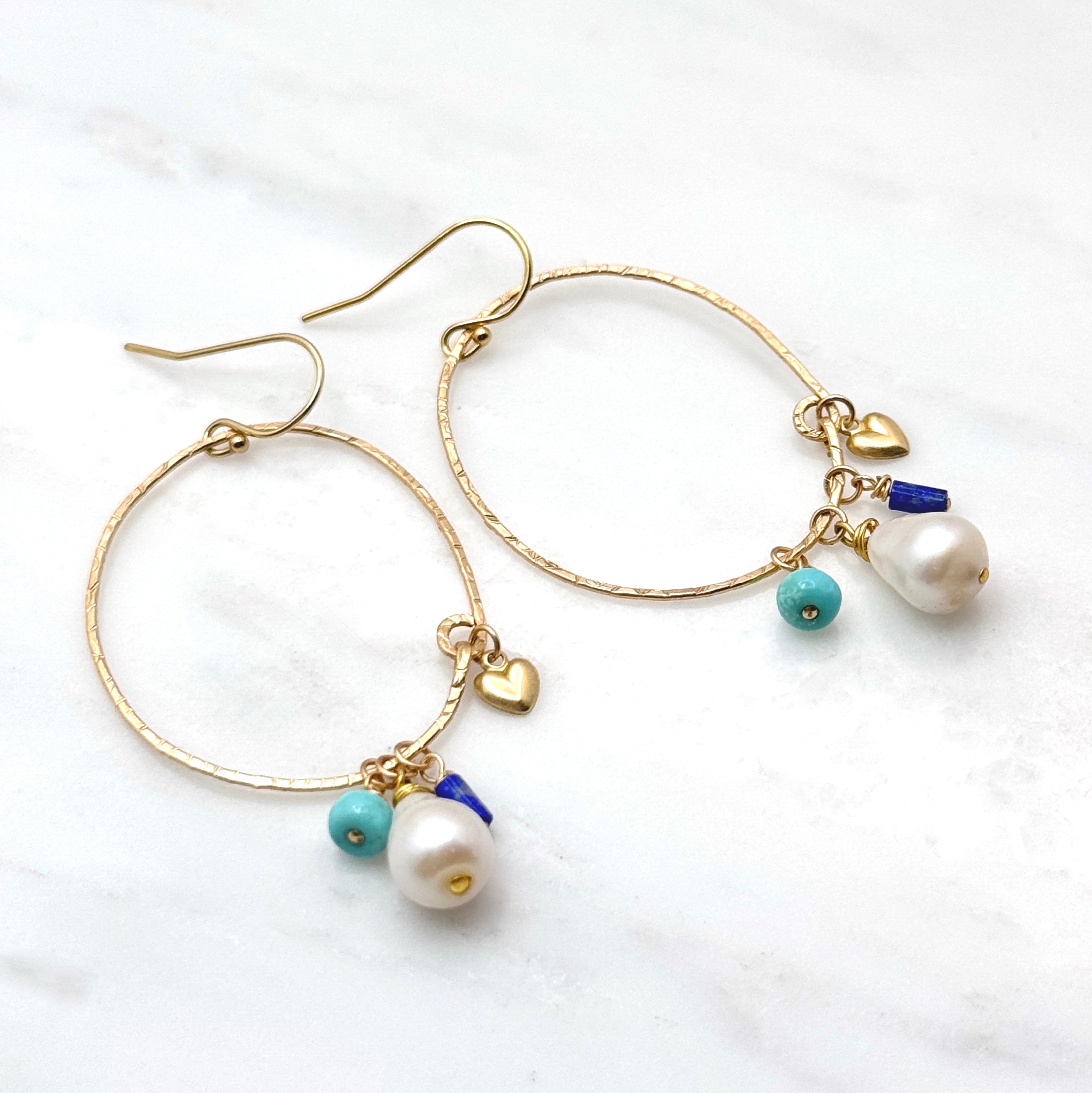 Pearl & Gemstone Gold-Filled Oval Earrings