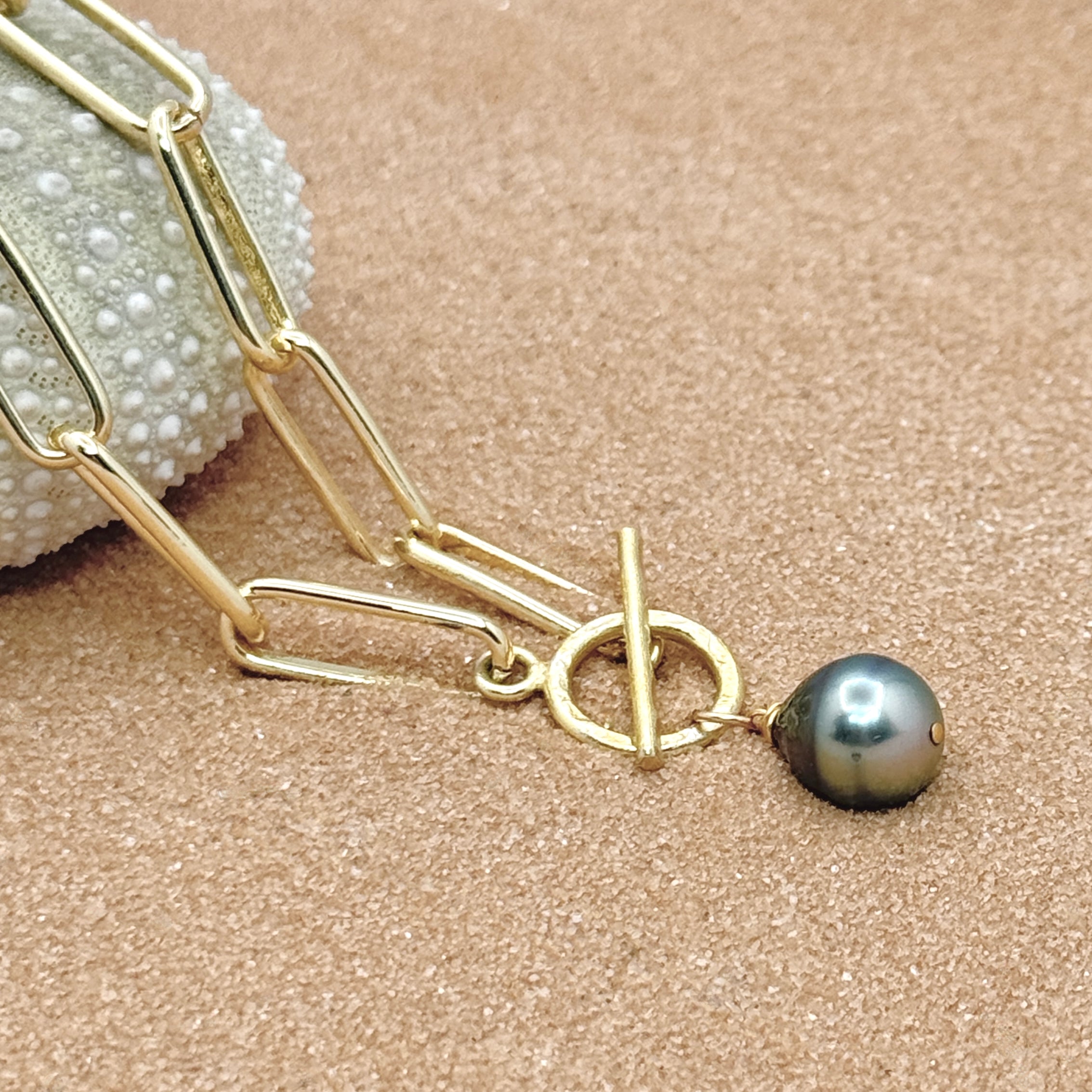 Bold Tahitian Pearl Paperclip Necklace