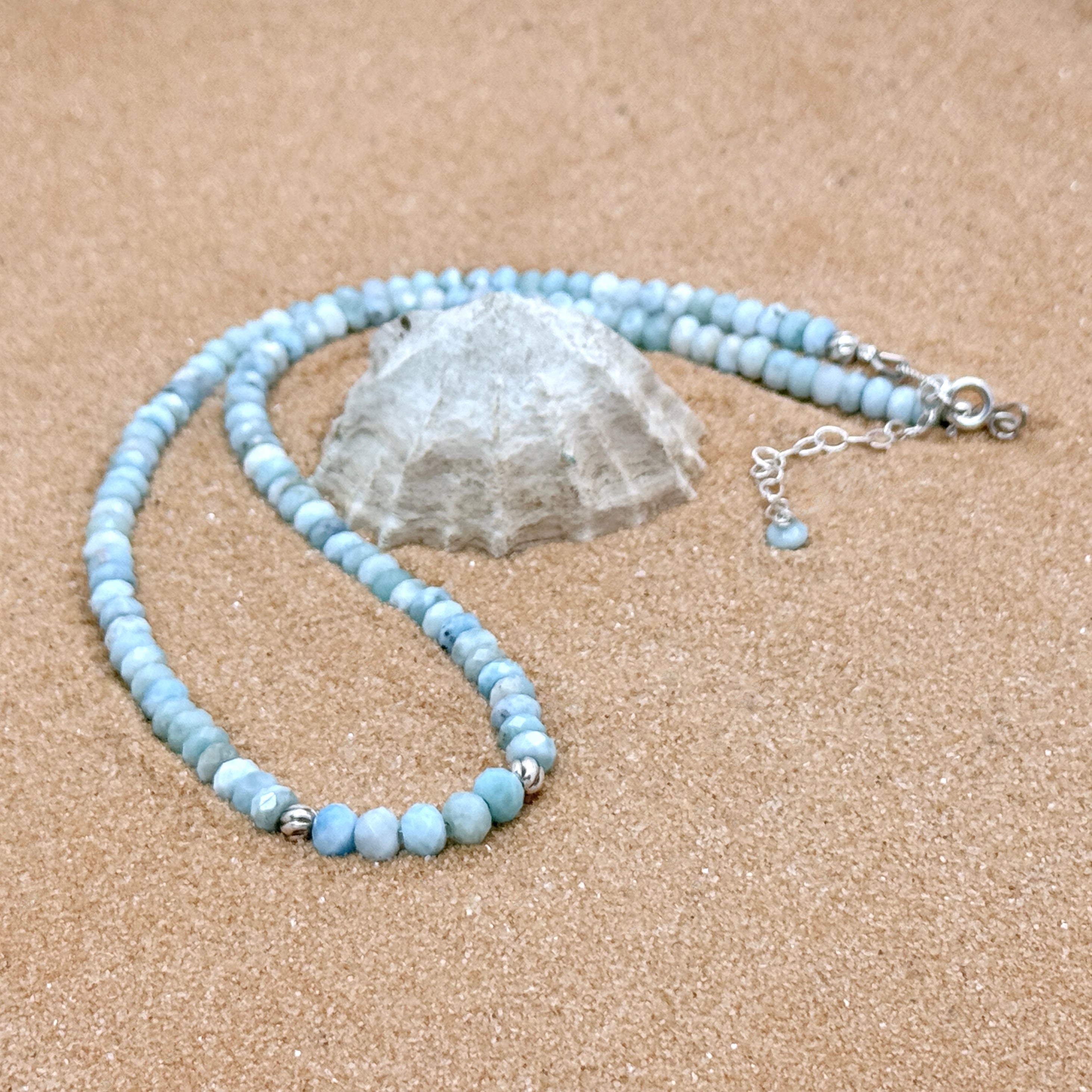 Faceted Larimar & Sterling Silver Necklace