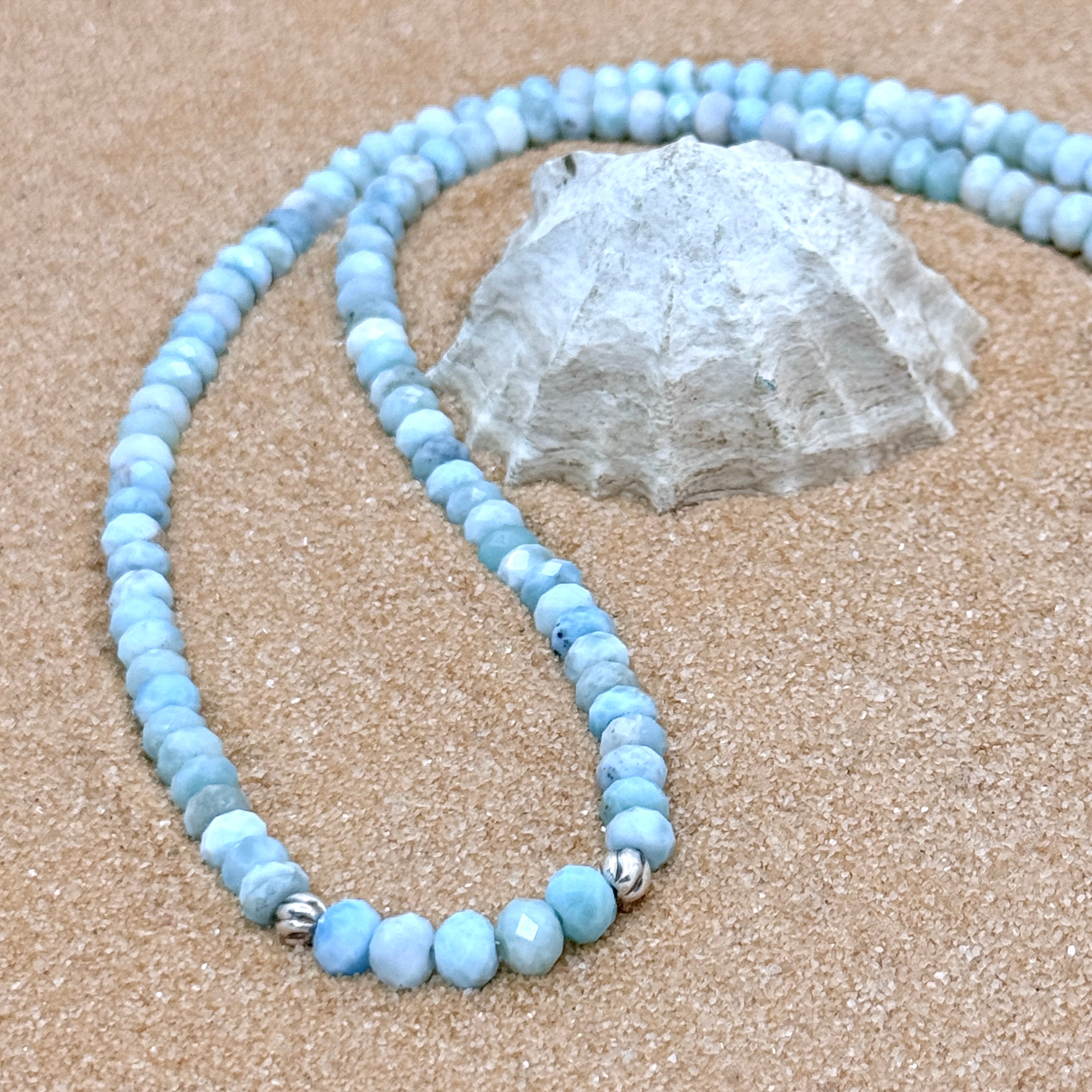 Faceted Larimar & Sterling Silver Necklace