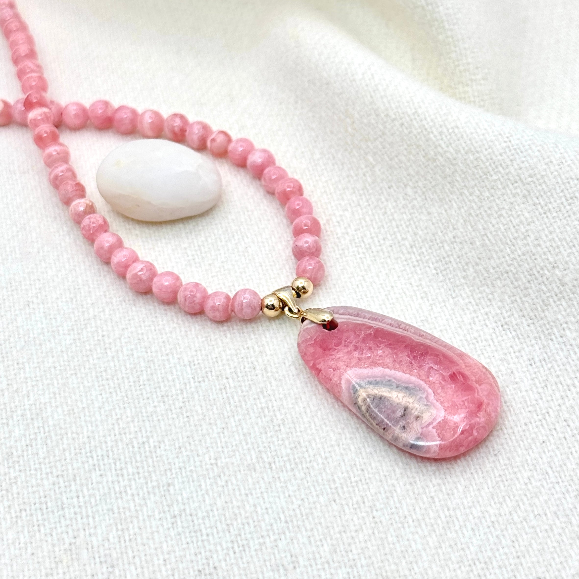 Rhodochrosite Pendant Gold-Filled Necklace