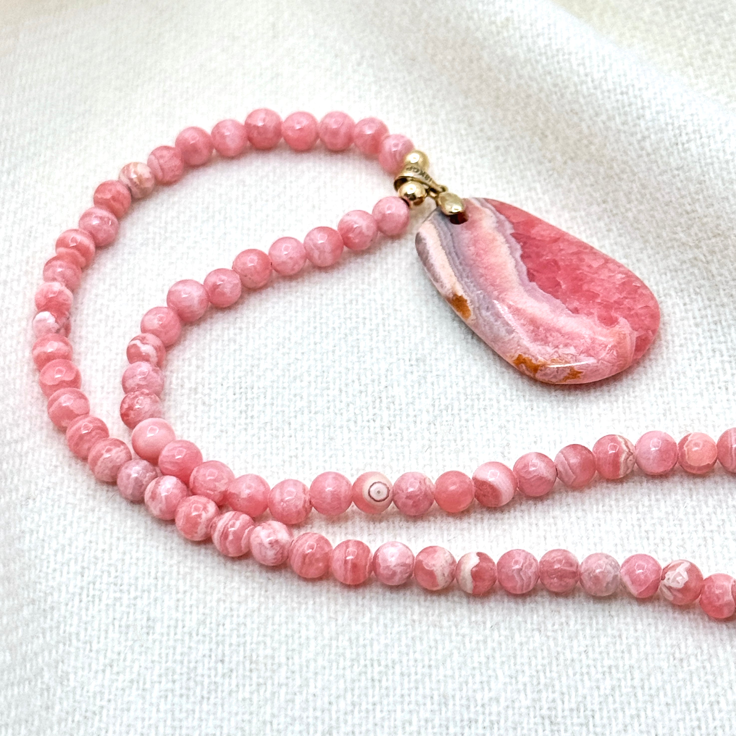 Rhodochrosite Pendant Gold-Filled Necklace