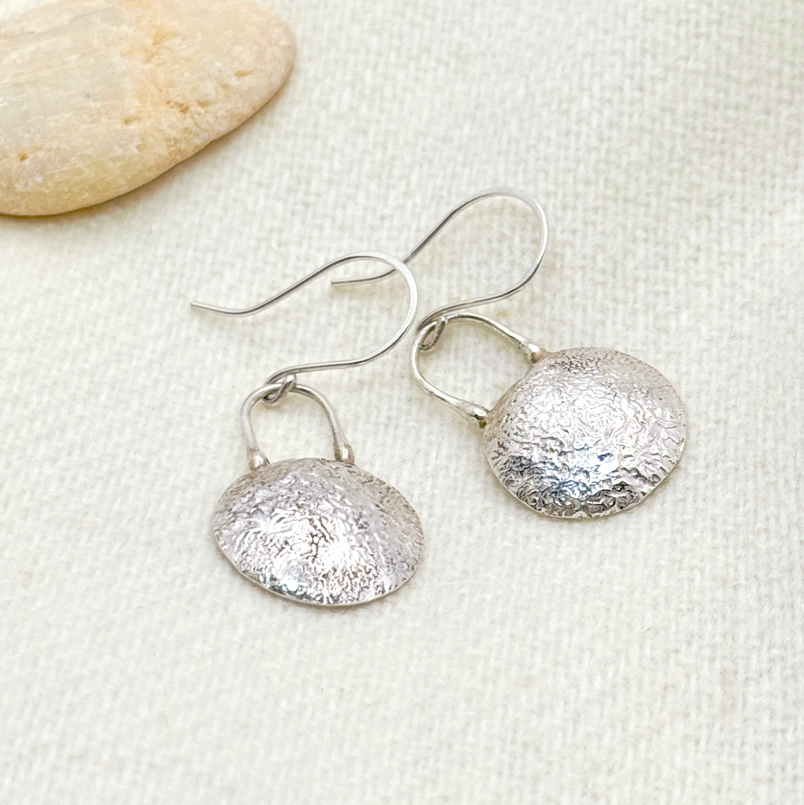 Sterling Silver Textured Dome Earrings
