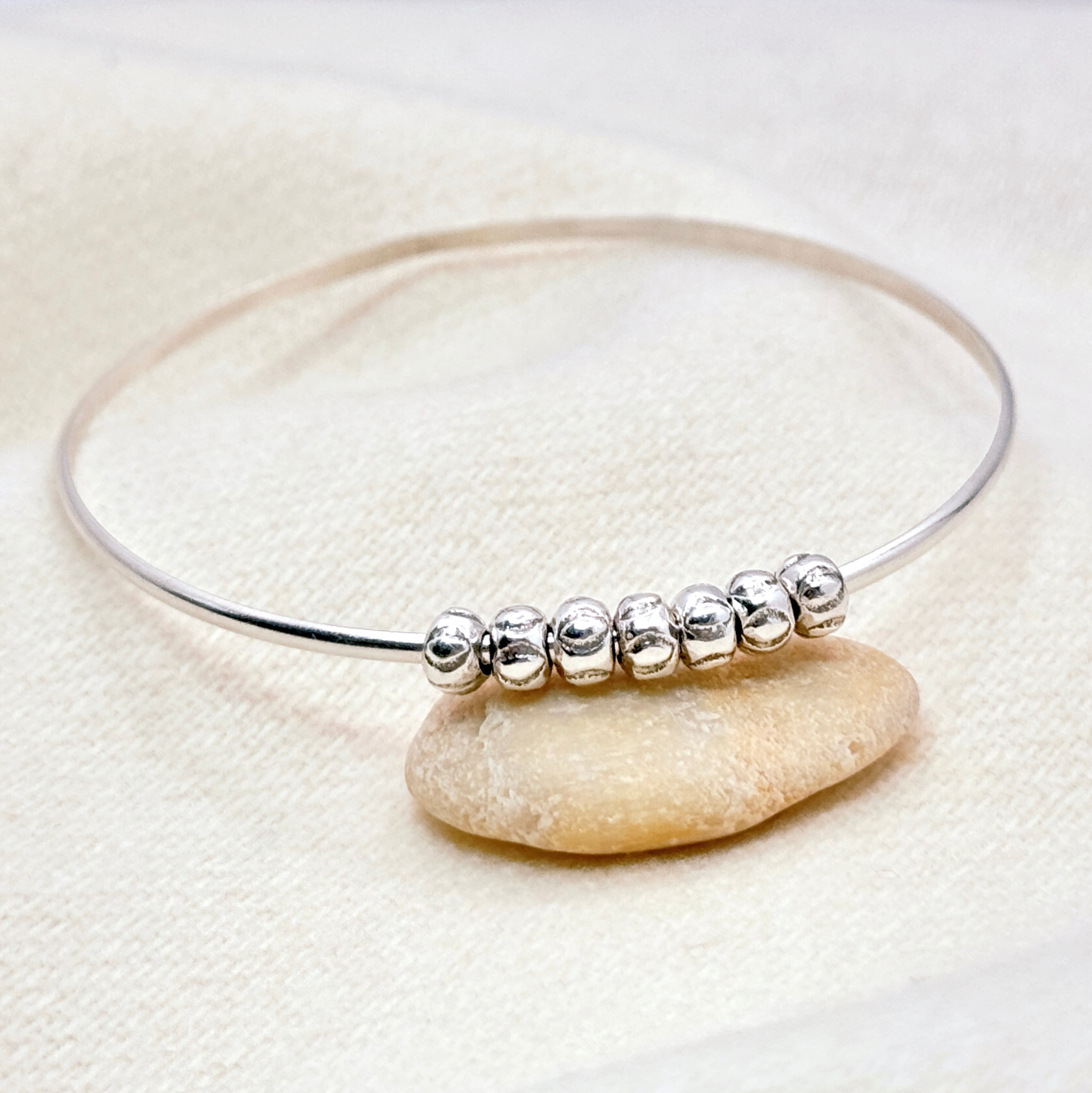 Sterling Silver Thai Bead Bangle Bracelet