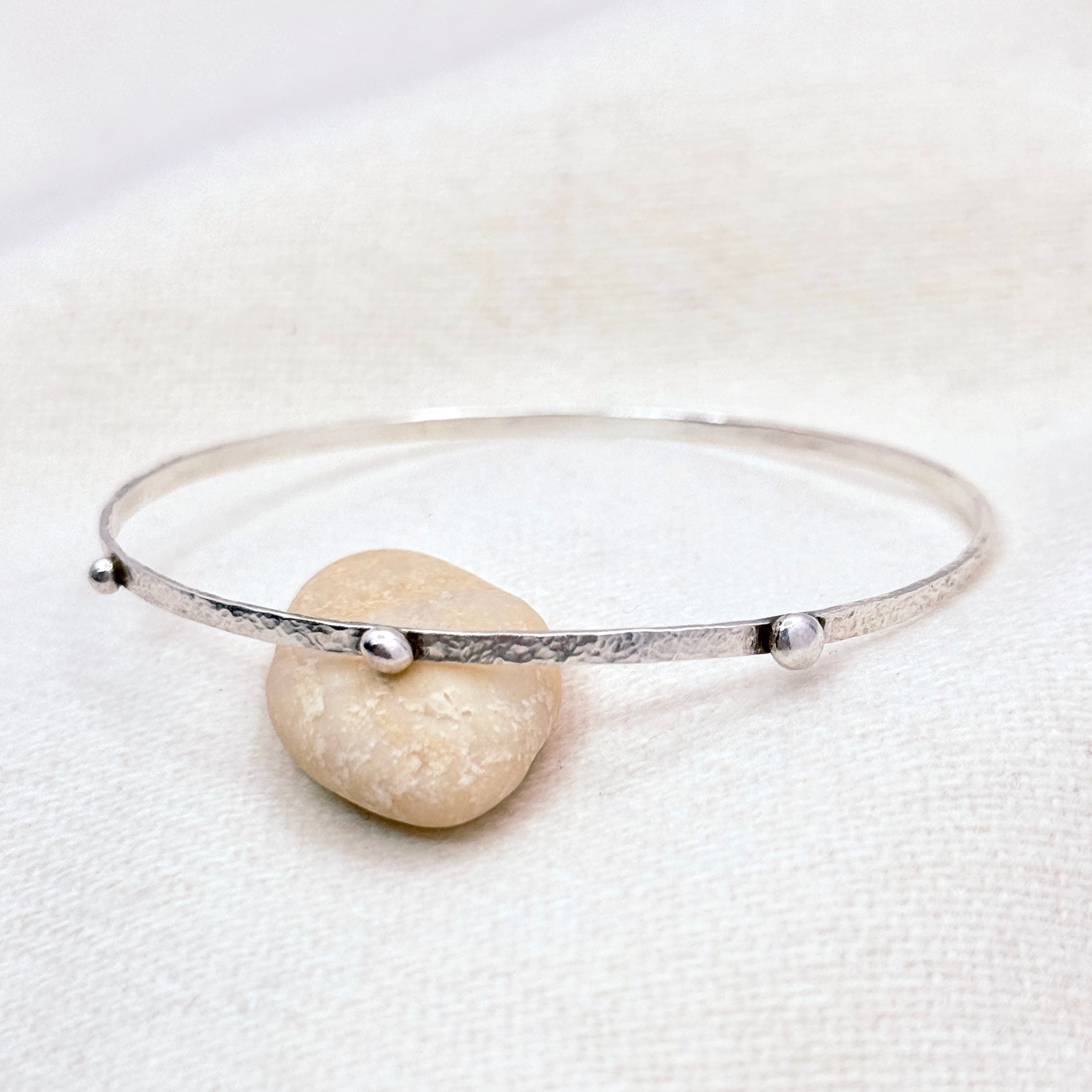 Hammered Sterling Silver Dot Bangle Bracelet