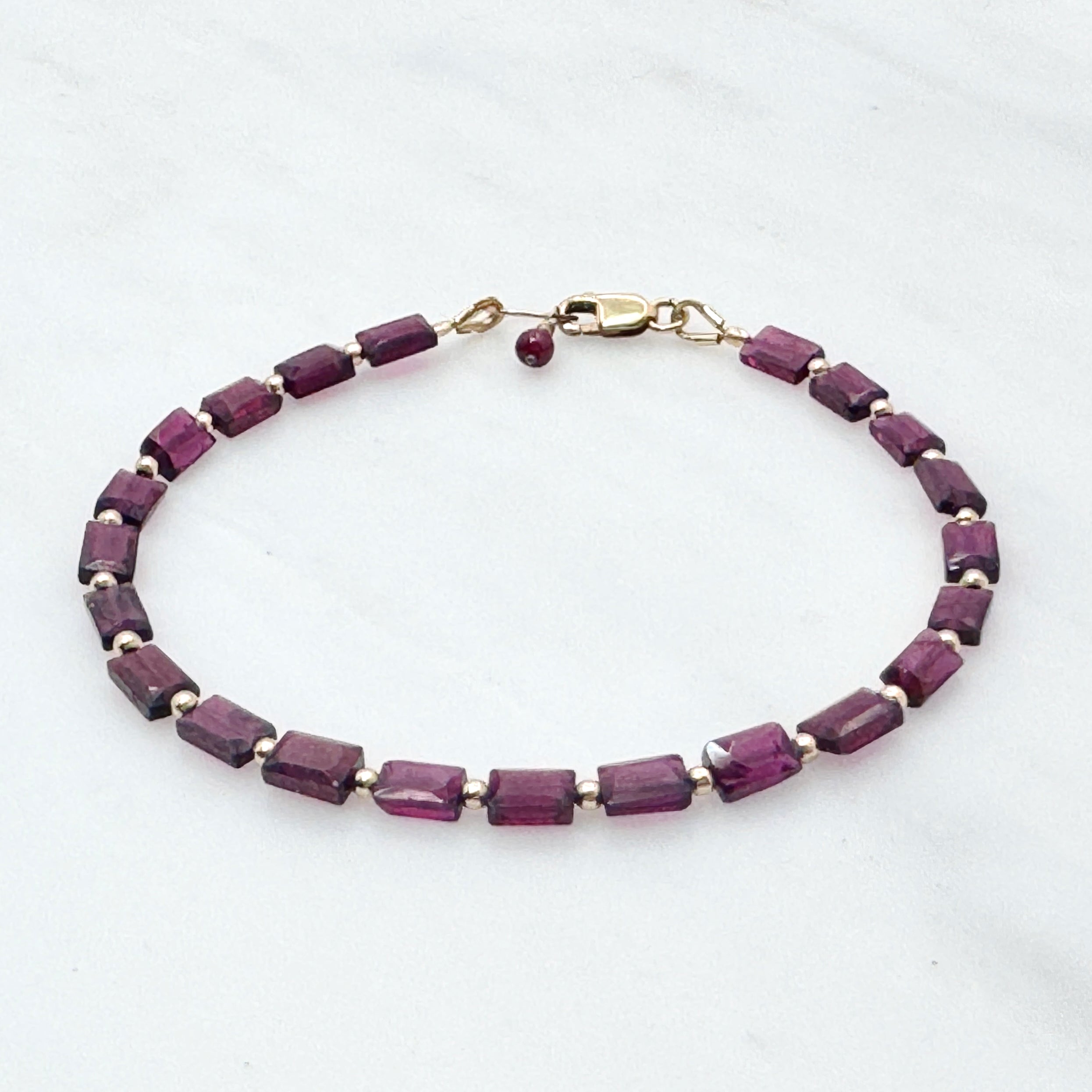 Faceted Garnet Gold-Filled Bracelet