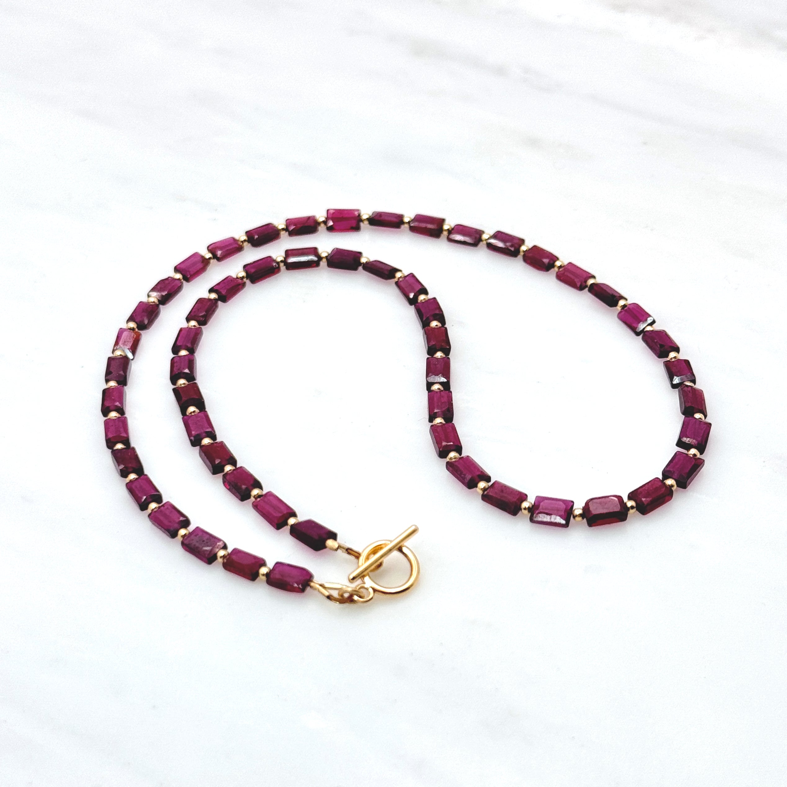 Faceted Garnet Gold-Filled Necklace