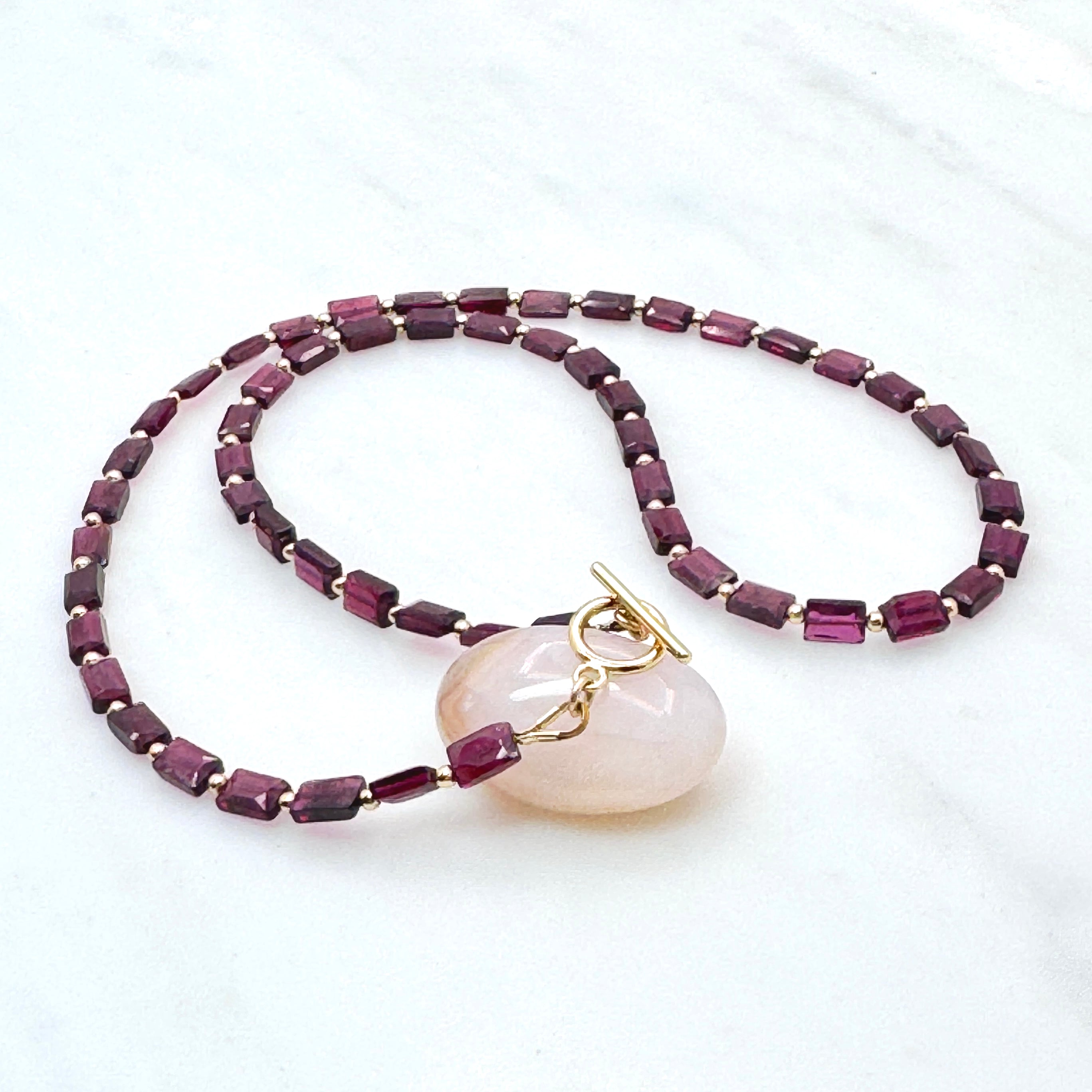 Faceted Garnet Gold-Filled Necklace