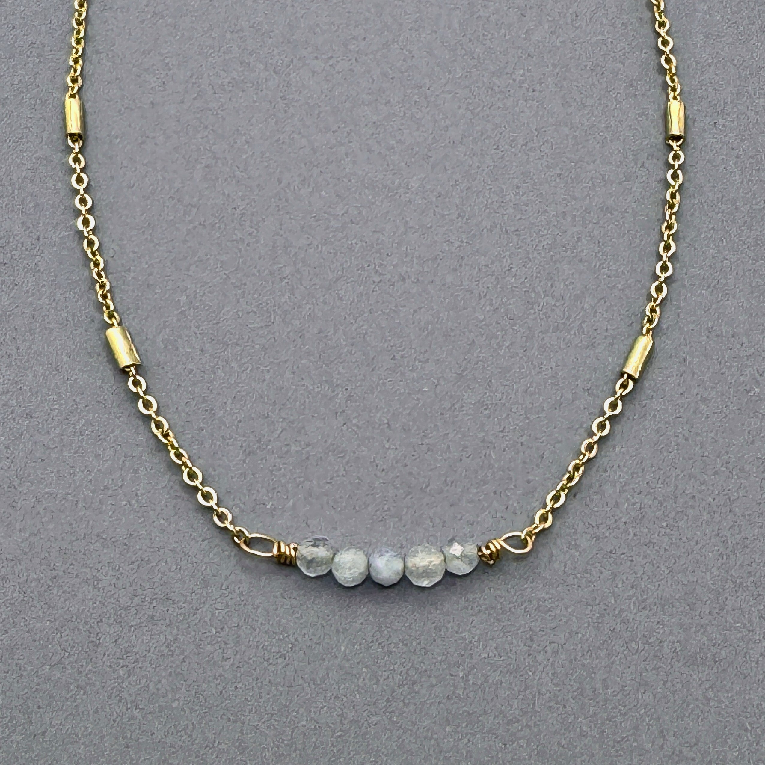 Aquamarine Bar On Satellite Chain Necklace