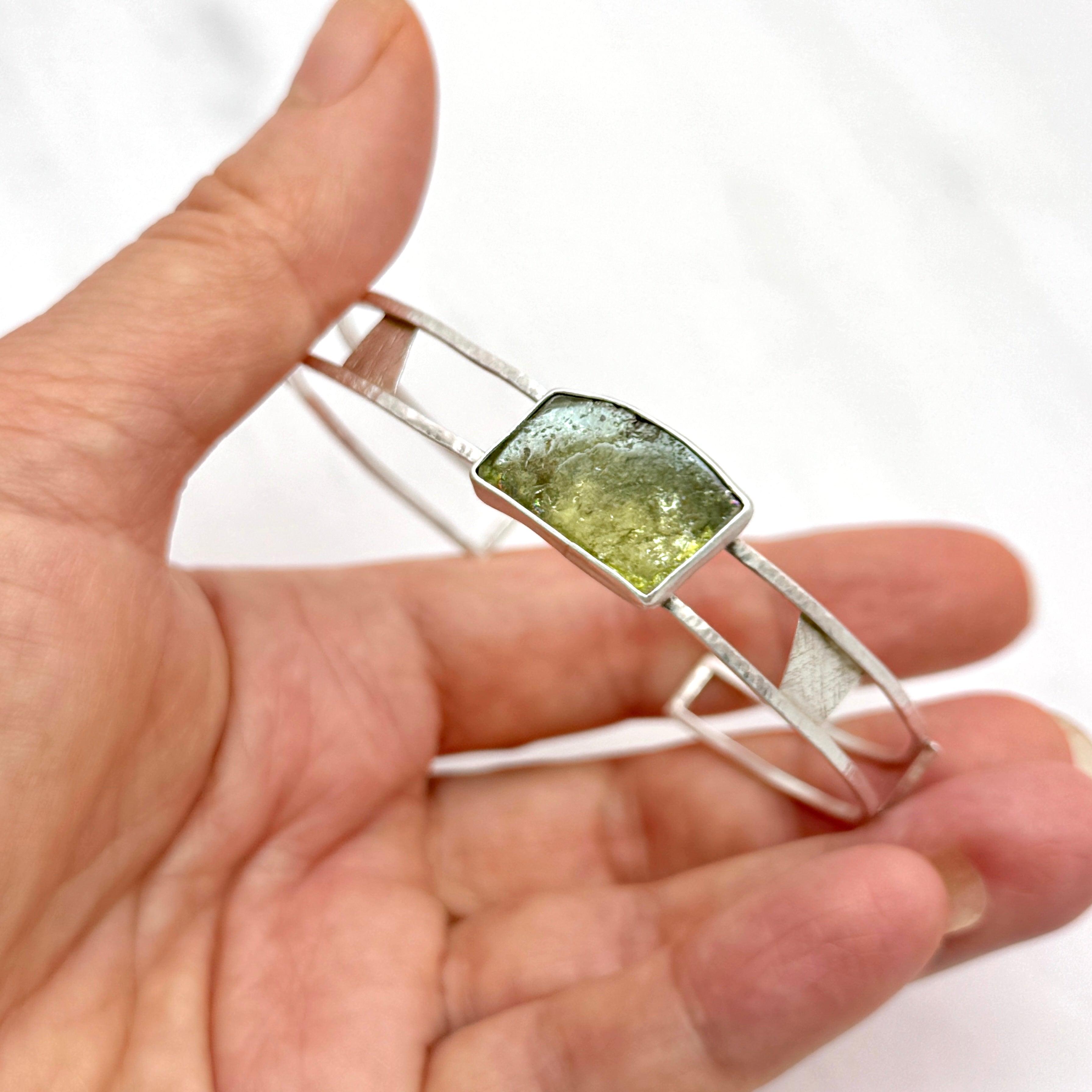 Green Tourmaline Sterling Silver Cuff
