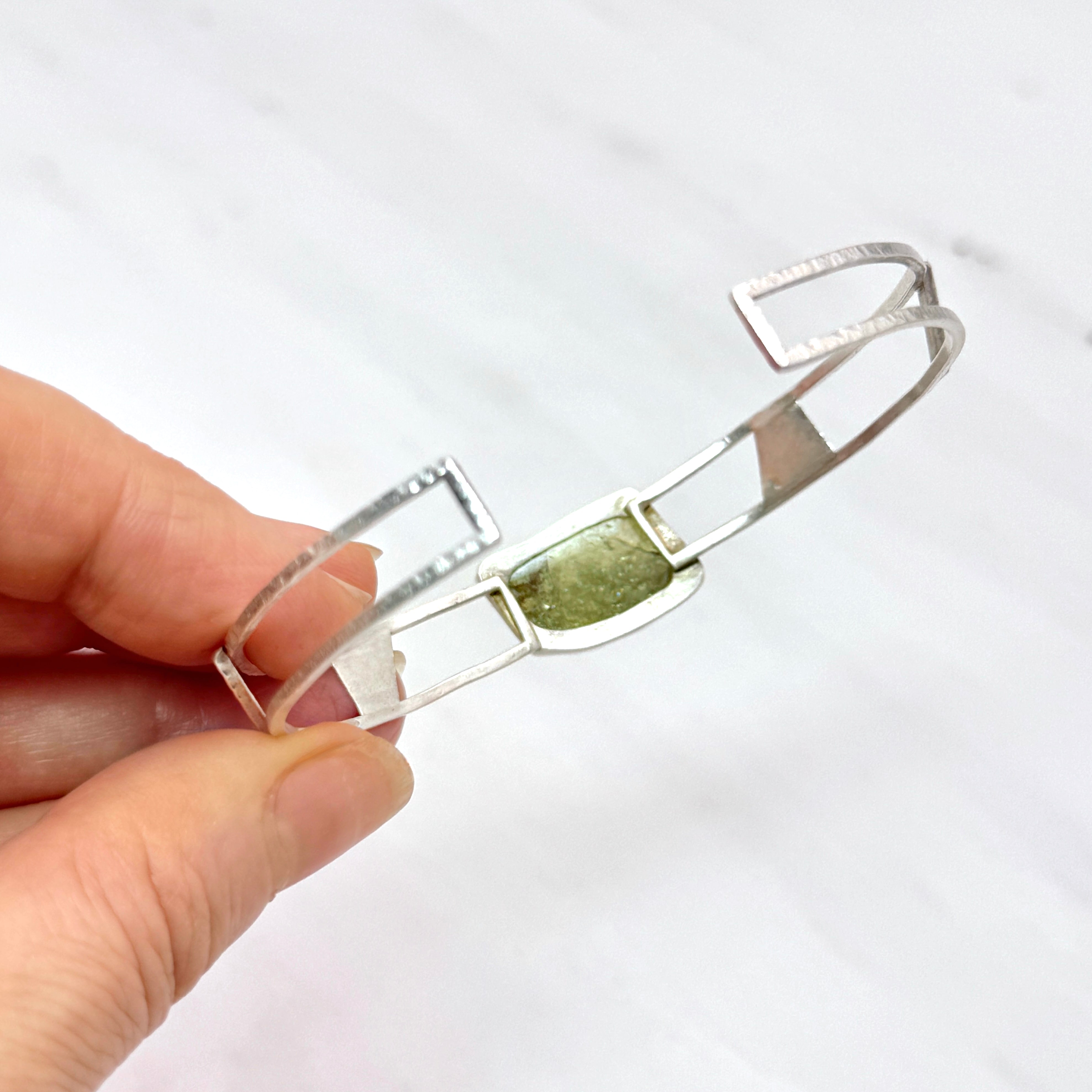 Green Tourmaline Sterling Silver Cuff