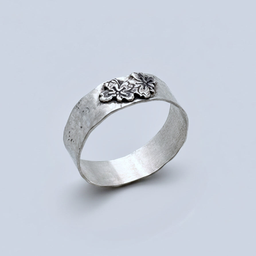 Textured Sterling Silver Floral Band Ring