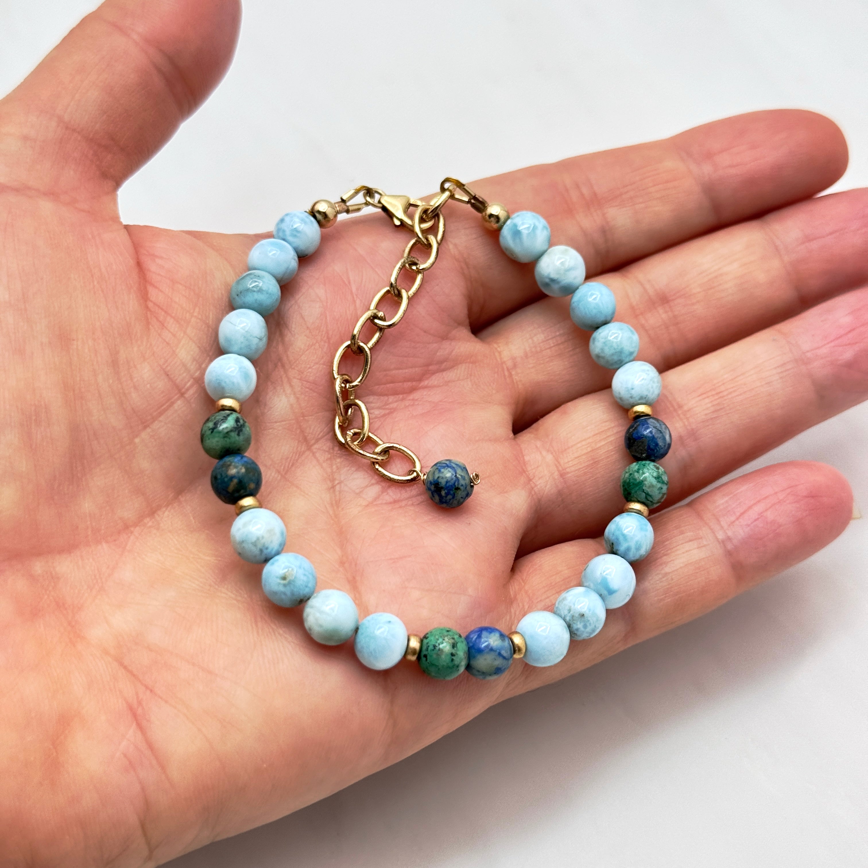 Larimar & Chrysocolla Gold-Filled Bracelet